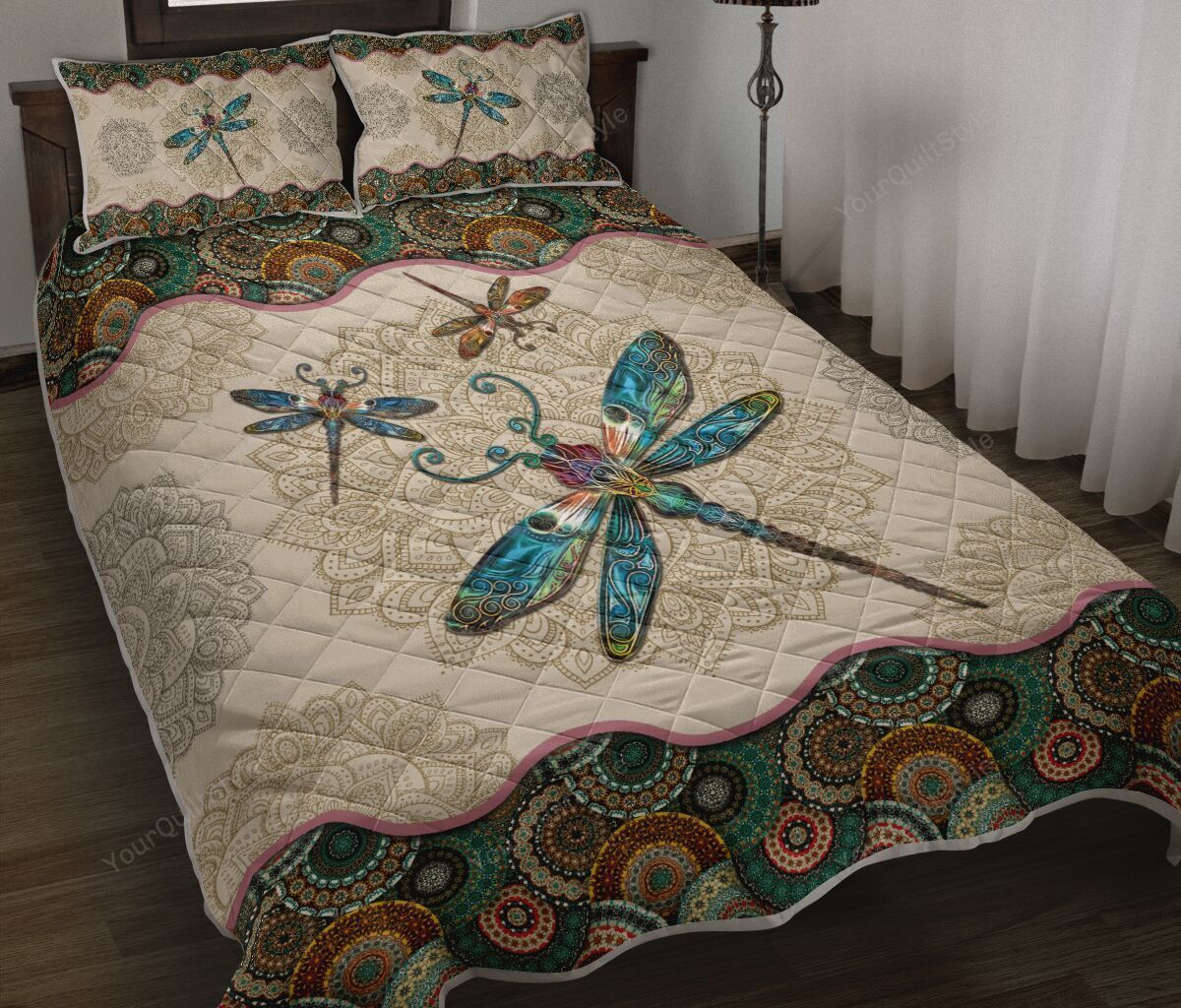 Dragonfly Vintage Mandala Quilt Bedding Set