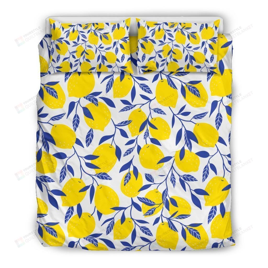 Lemon Cotton Bed Sheets Spread Comforter Duvet Cover Bedding Sets