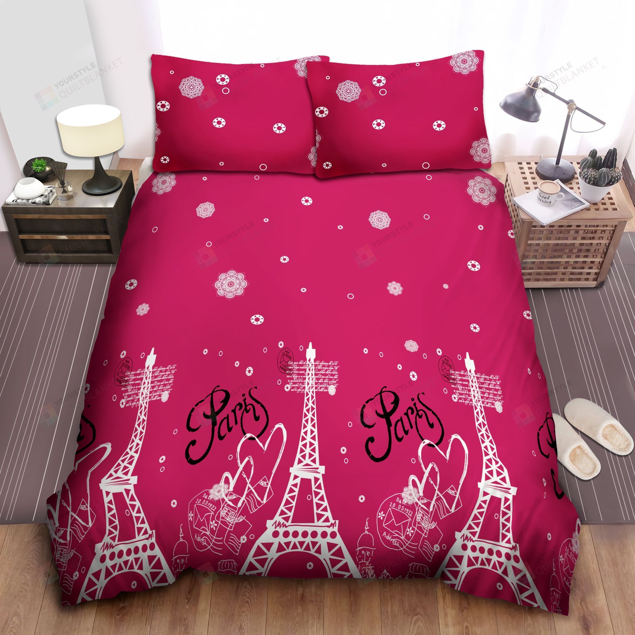 Paris Cotton Bed Sheets Spread Comforter Duvet Cover Bedding Sets