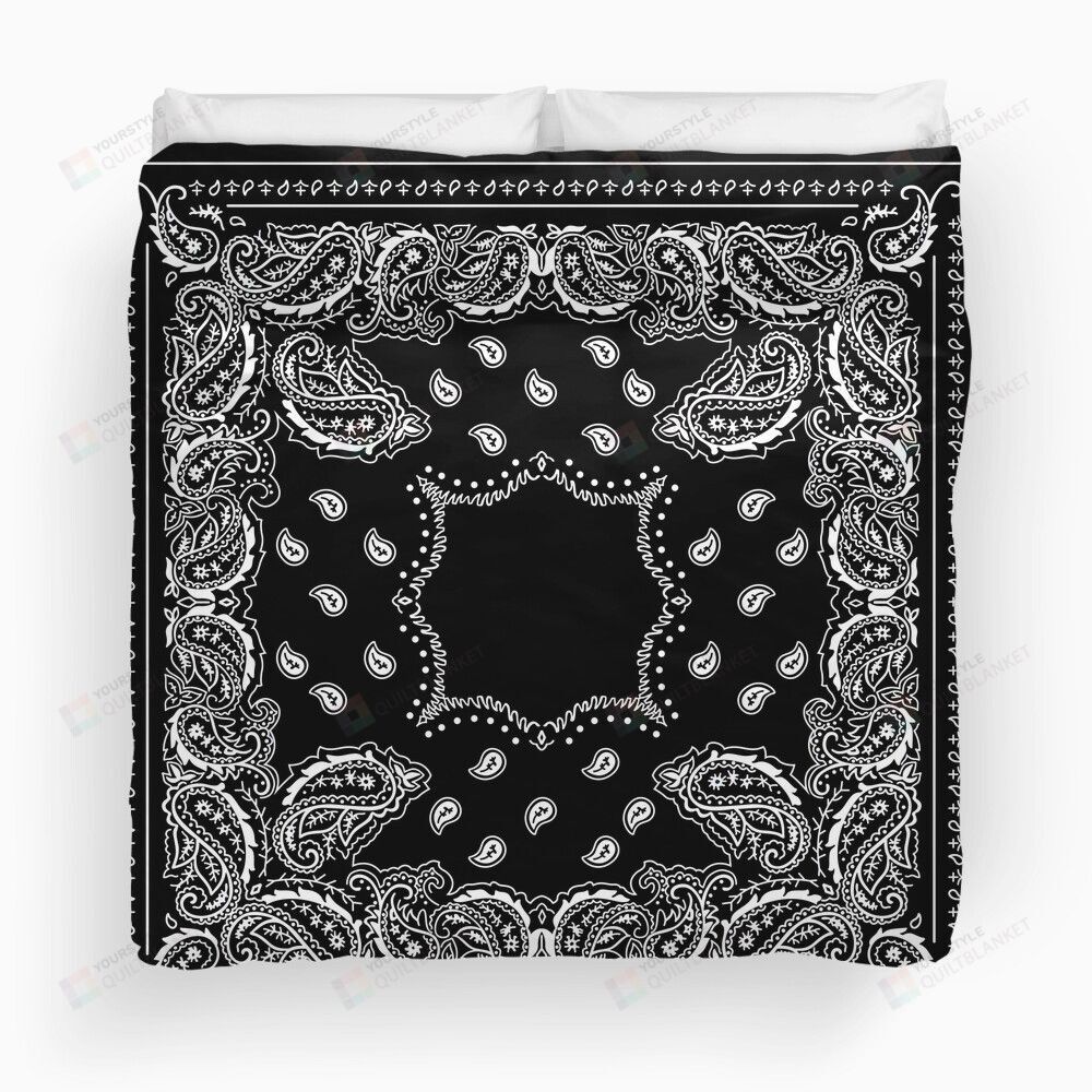 Black Bandana Duvet Cover Bedding Set