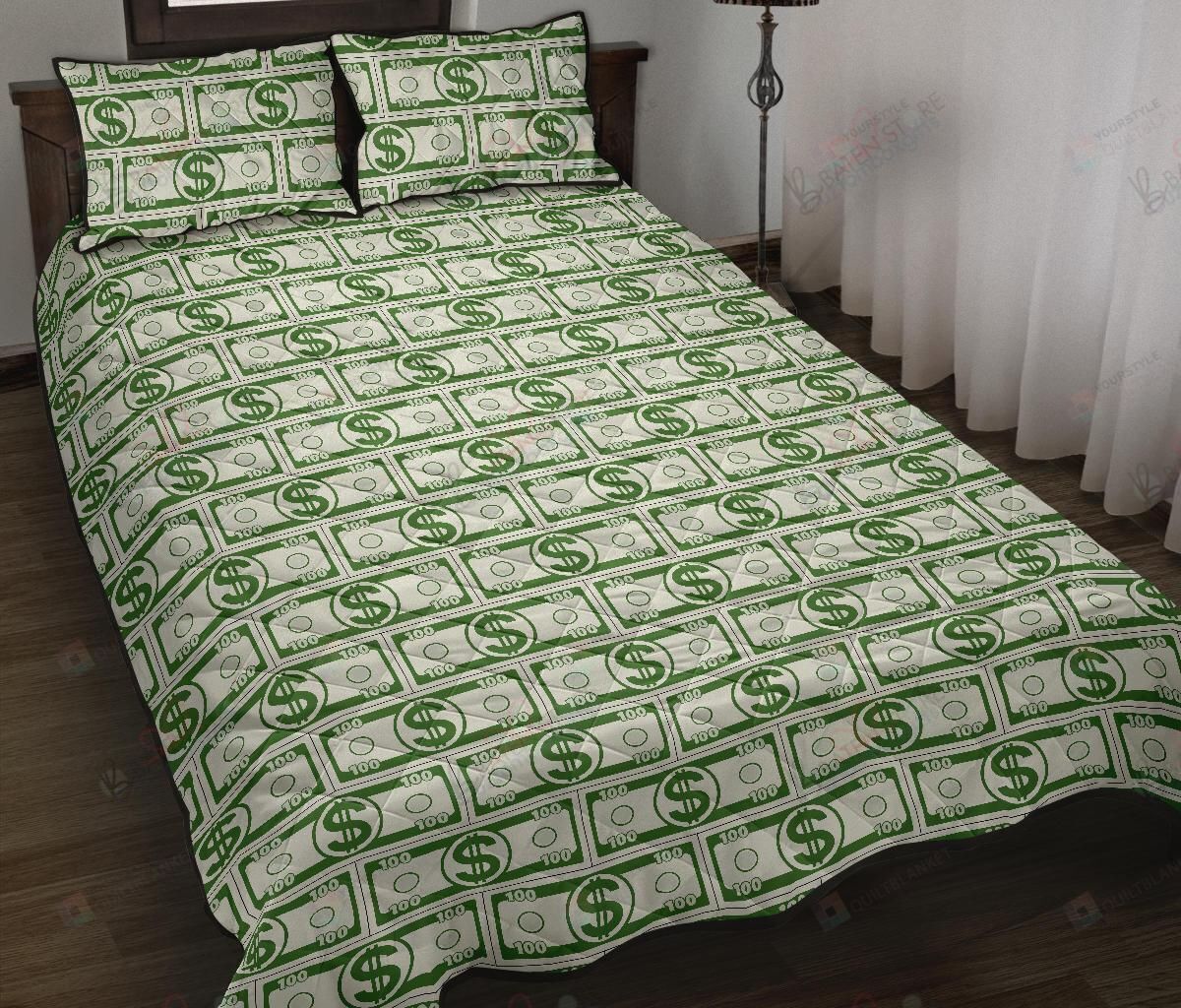 Dollar Money Pattern Quilt Bedding Set