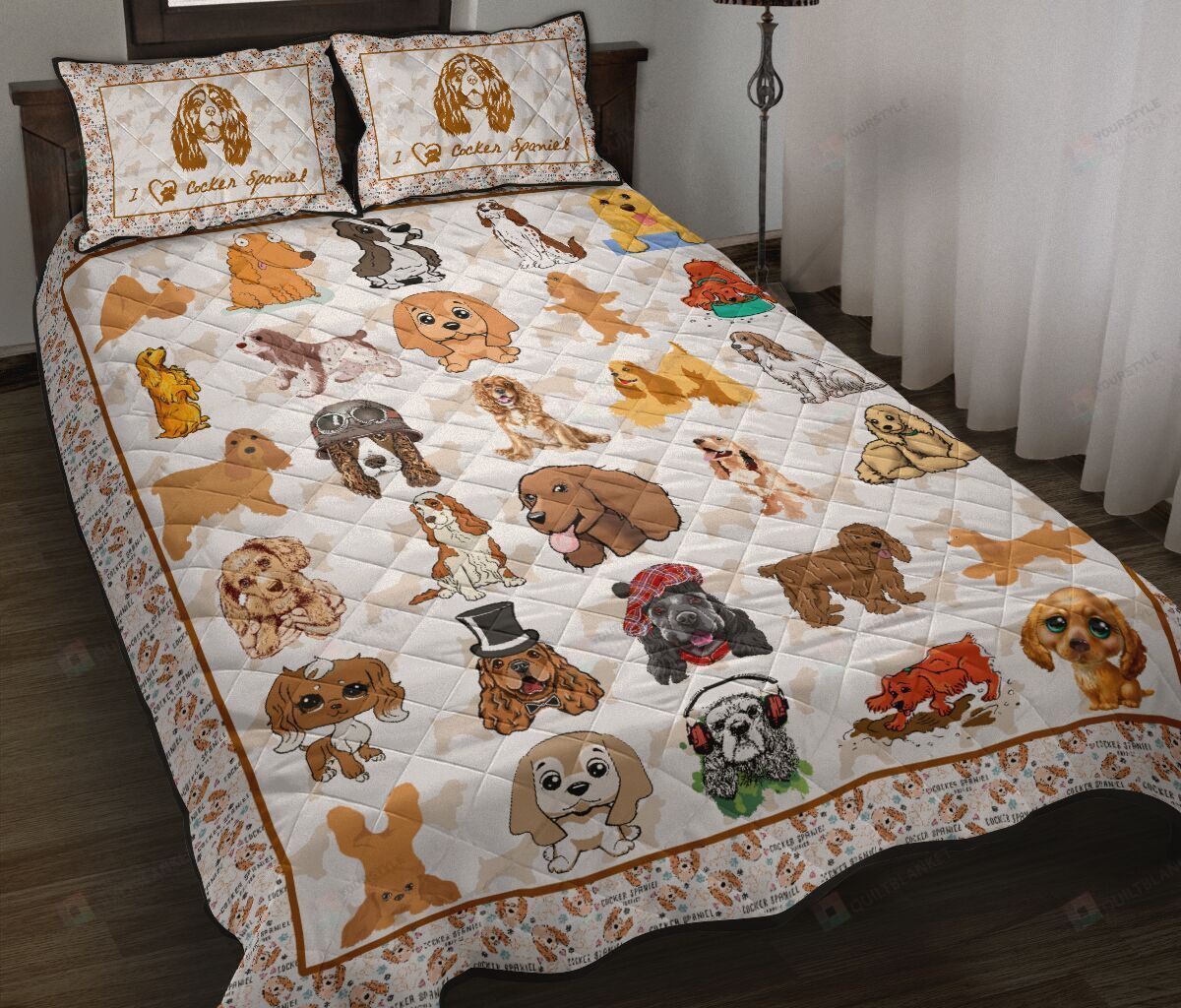 I Love Cocker Spaniel Quilt Bedding Set