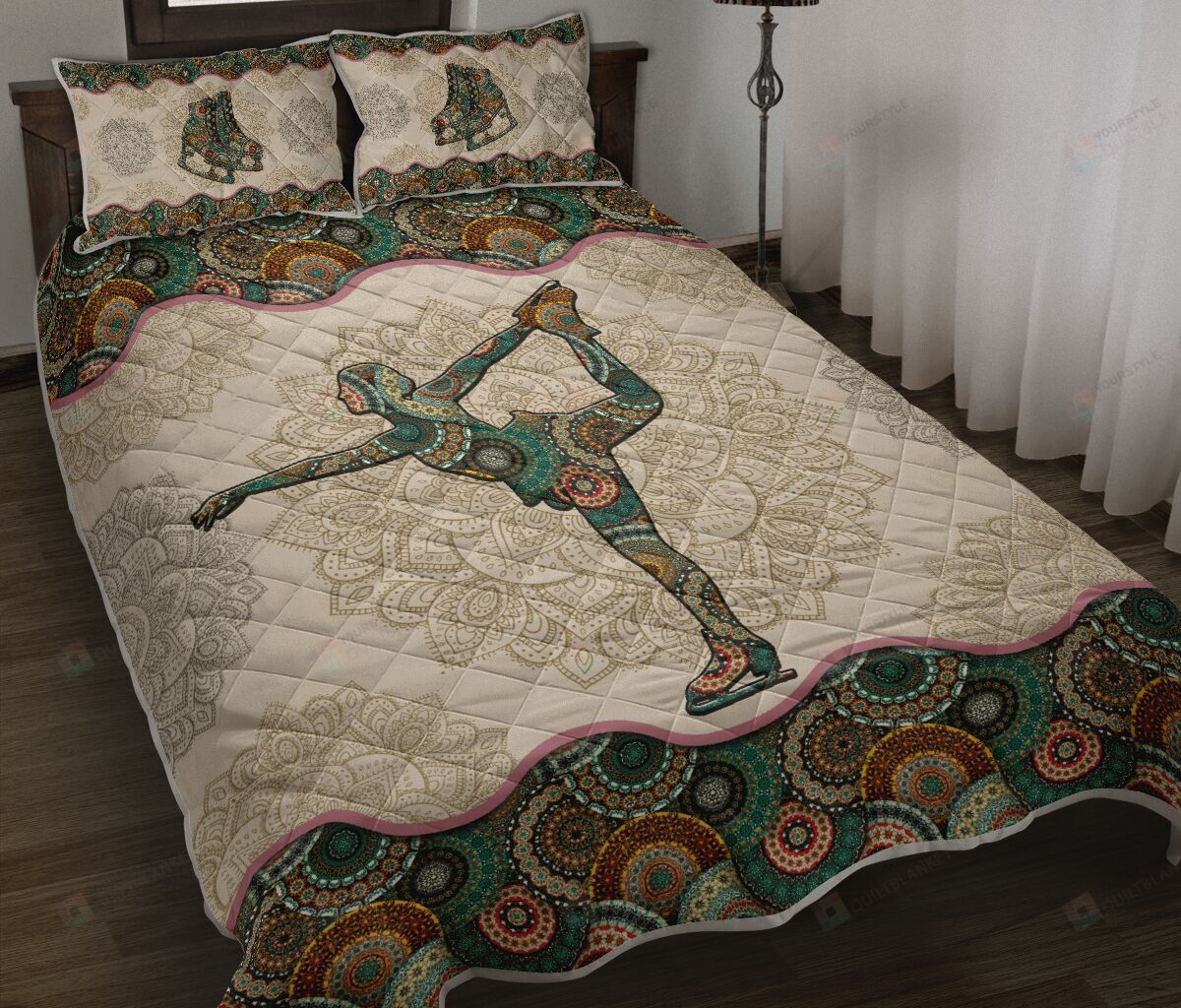 Figure Skating Vintage Mandala Quilt Bedding Set