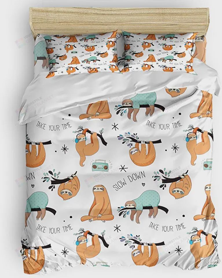 Sloth Slow Down Bed Sheets Duvet Cover Bedding Sets