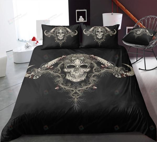 Skull Cotton Bed Sheets Spread Comforter Duvet Cover Bedding Sets