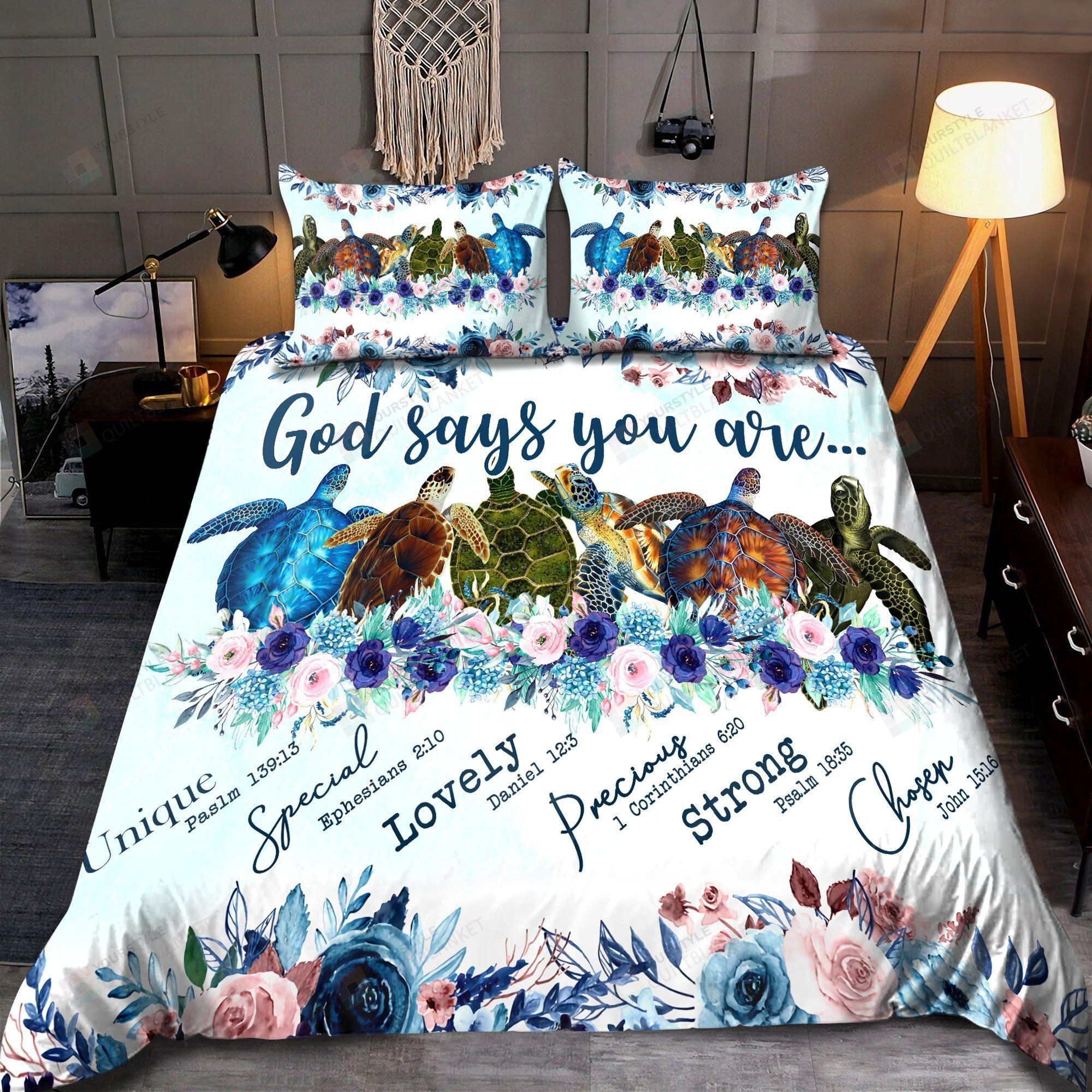 Turtles God Say You Are Unique Bedding Set Bed Sheets Spread Comforter Duvet Cover Bedding Sets