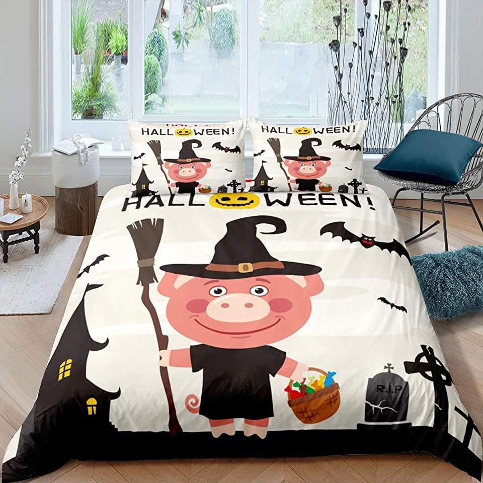 Pig And Halloween Bed Sheet Duvet Cover Bedding Sets