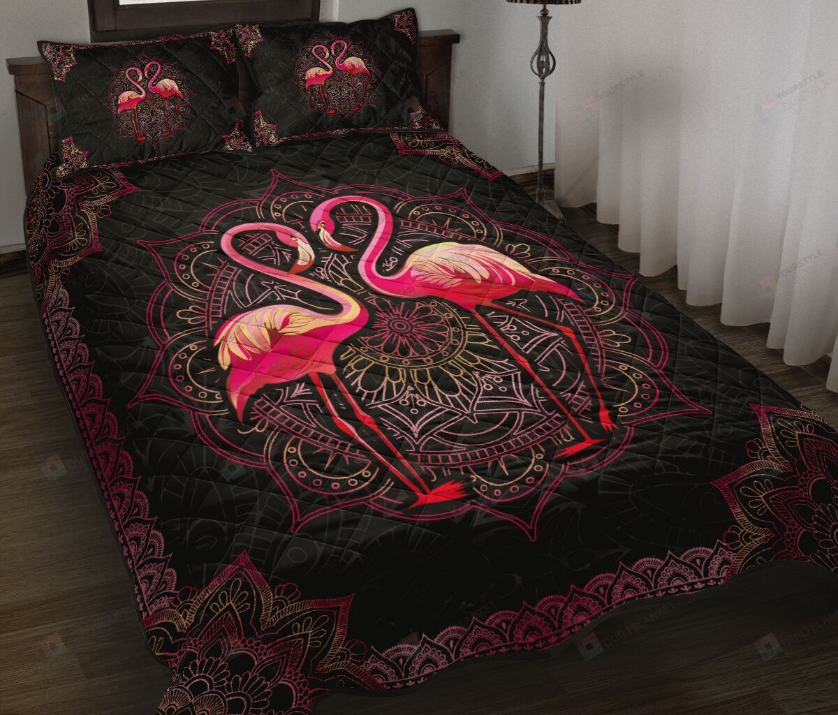 Flamingo Couple Mandalas Quilt Bedding Sets