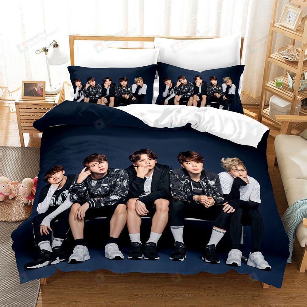 BTS Kpop Boygroup Bedding Set Best Gift For BTS Lovers Kpop Lovers Bed Sheets Spread Comforter Duvet Cover Bedding Sets