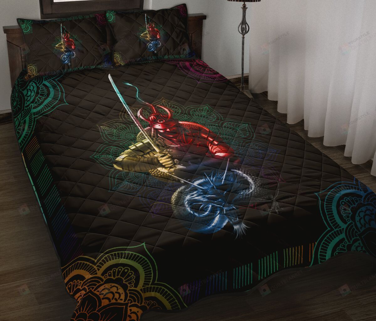 Samurai Dragon Quilt Bedding Set