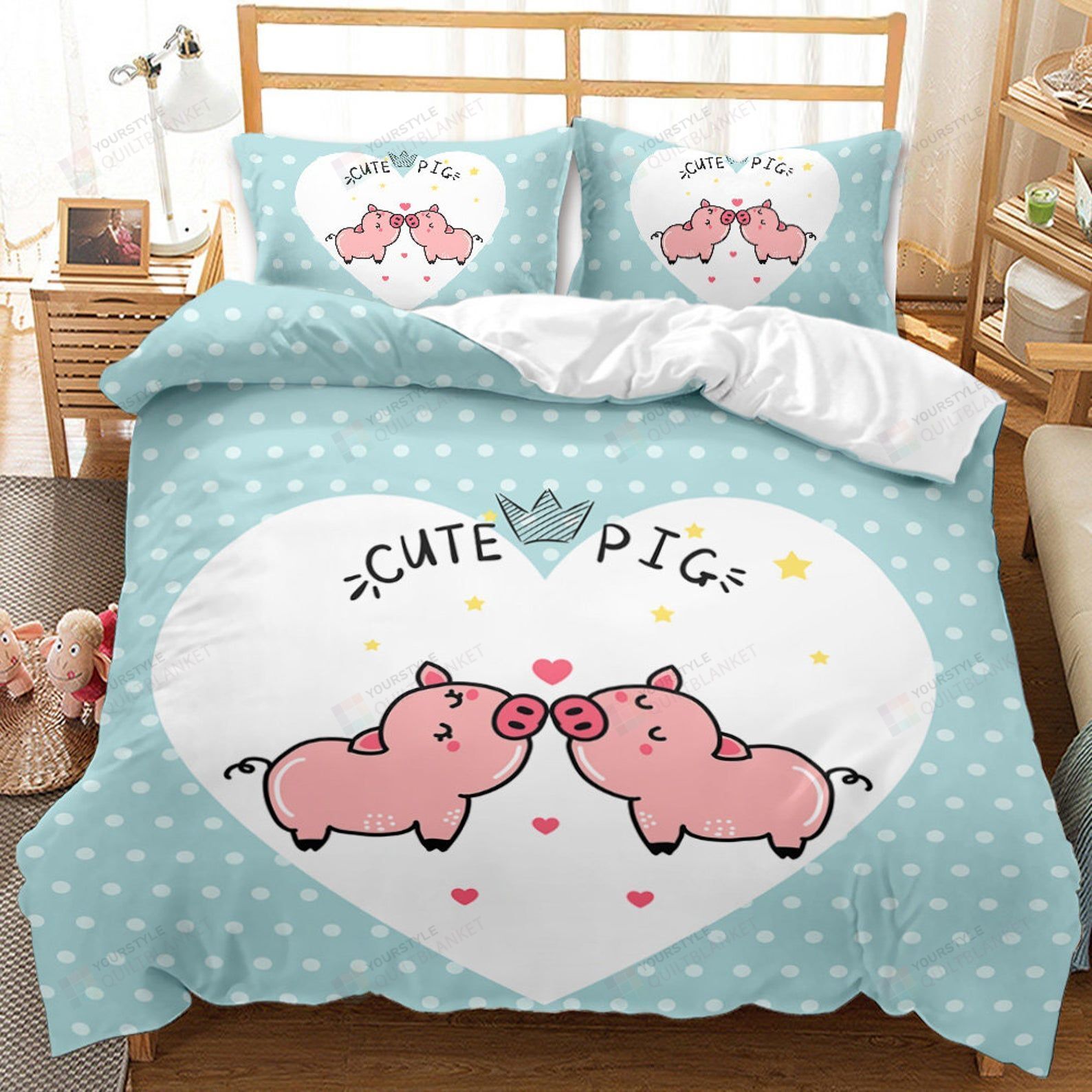 Cartoon Pig Cute Pig Bedding Set Bed Sheets Spread Comforter Duvet Cover Bedding Sets