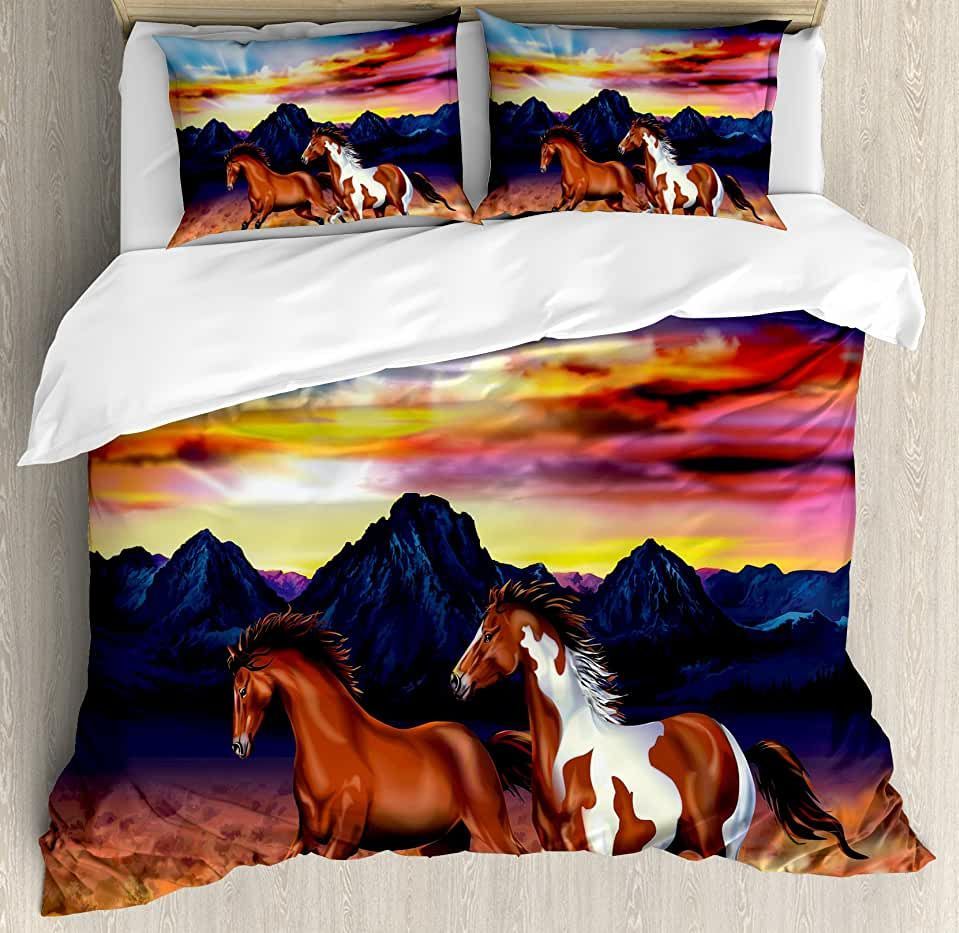 Horses Running  Western Bedding Set Bed Sheets Spread Comforter Duvet Cover Bedding Sets