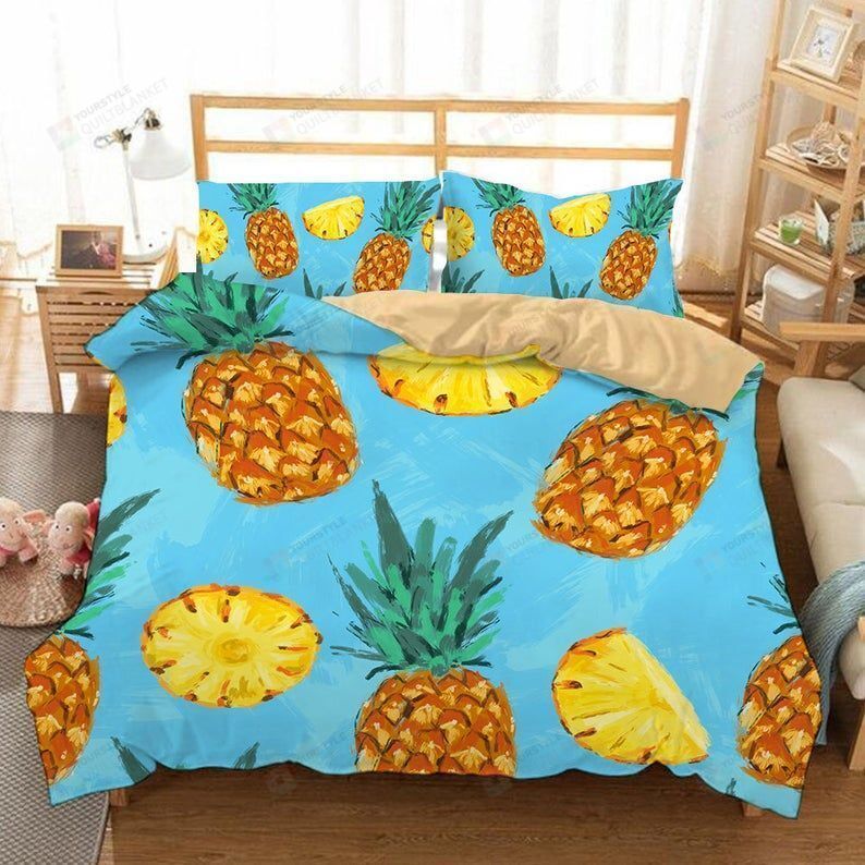 Pineapple Cotton Bed Sheets Spread Comforter Duvet Cover Bedding Sets