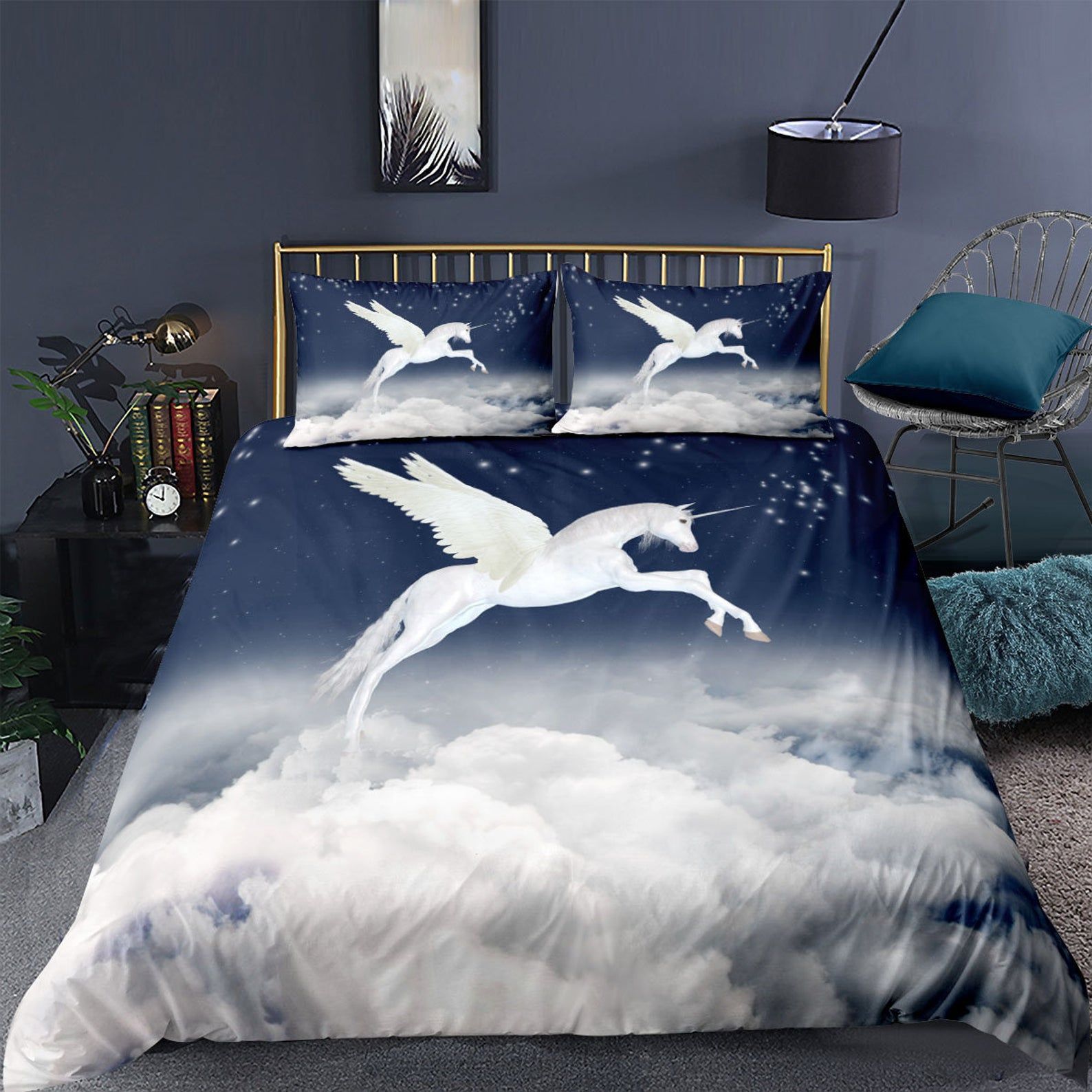 Beautiful Unicorn Bedding Set Bed Sheets Spread Comforter Duvet Cover Bedding Sets