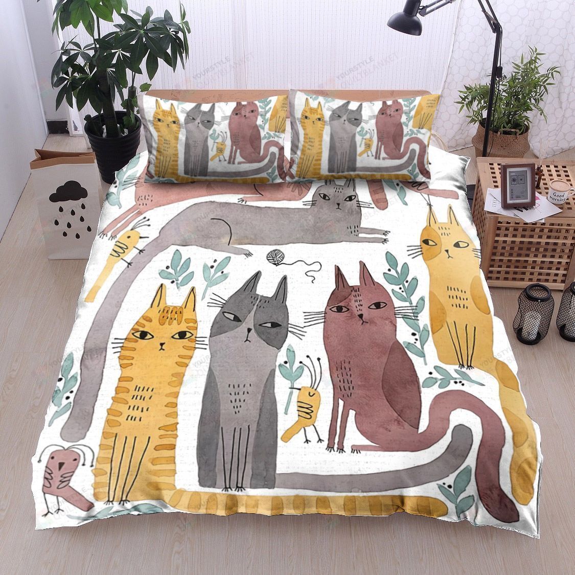 Cat Cotton Bed Sheets Spread Comforter Duvet Cover Bedding Sets