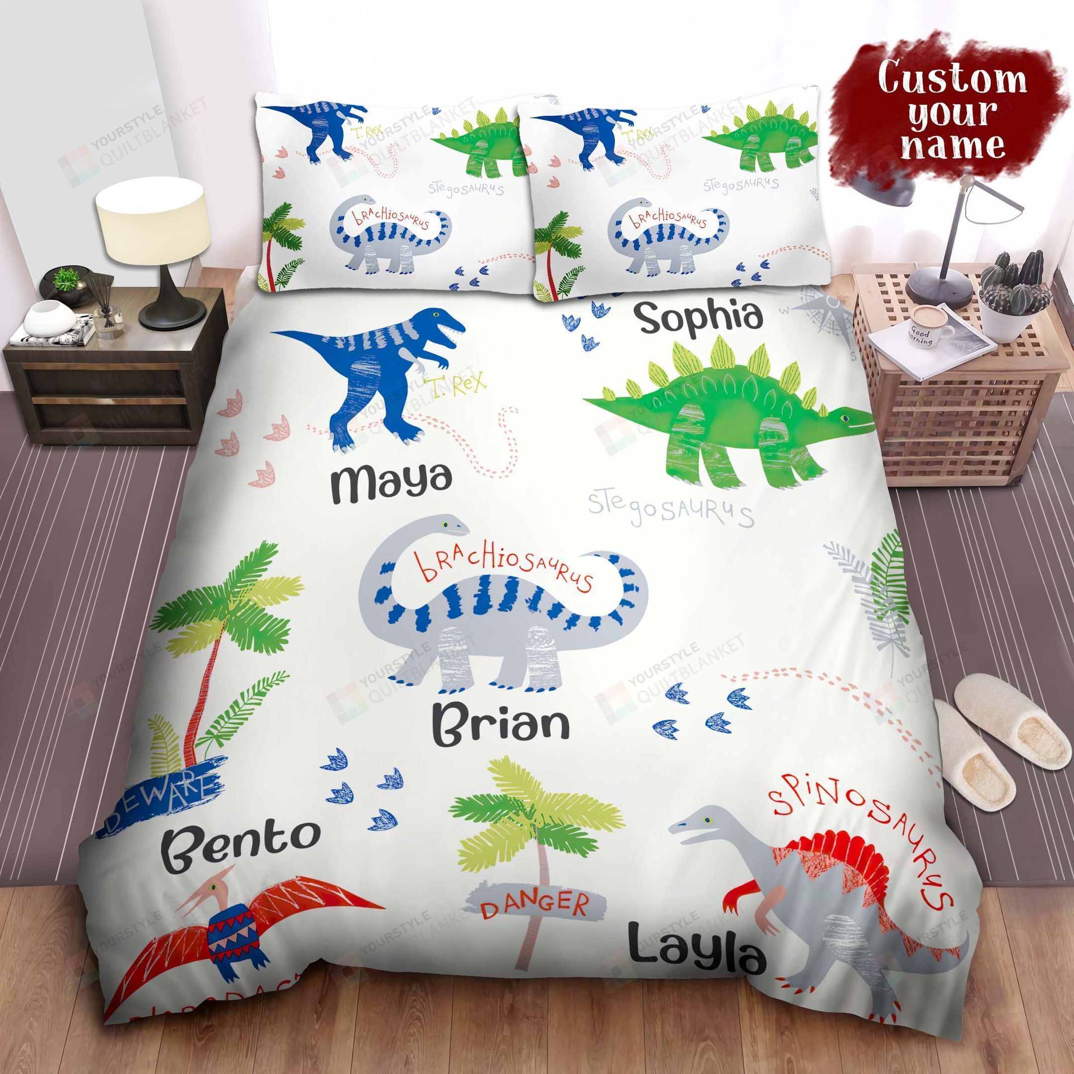 Dinosaurs Warning Bed Sheets Spread Comforter Duvet Cover Bedding Sets