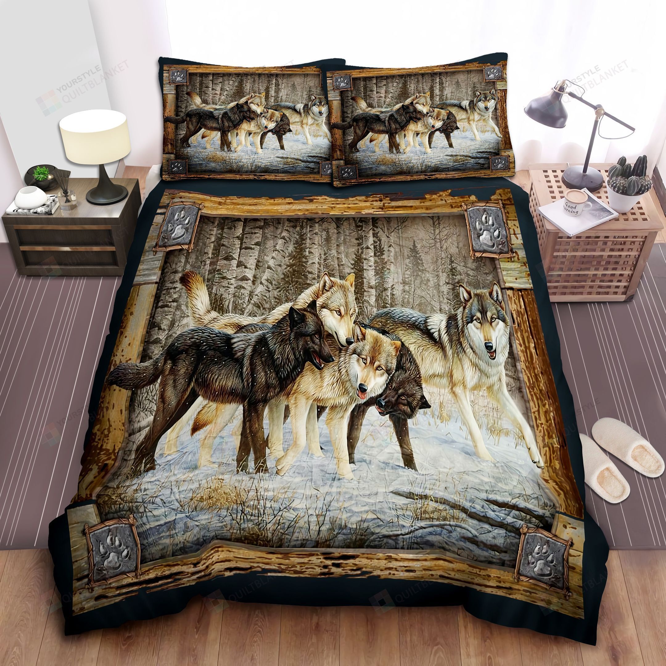 Wolf Cotton Bed Sheets Spread Comforter Duvet Cover Bedding Sets