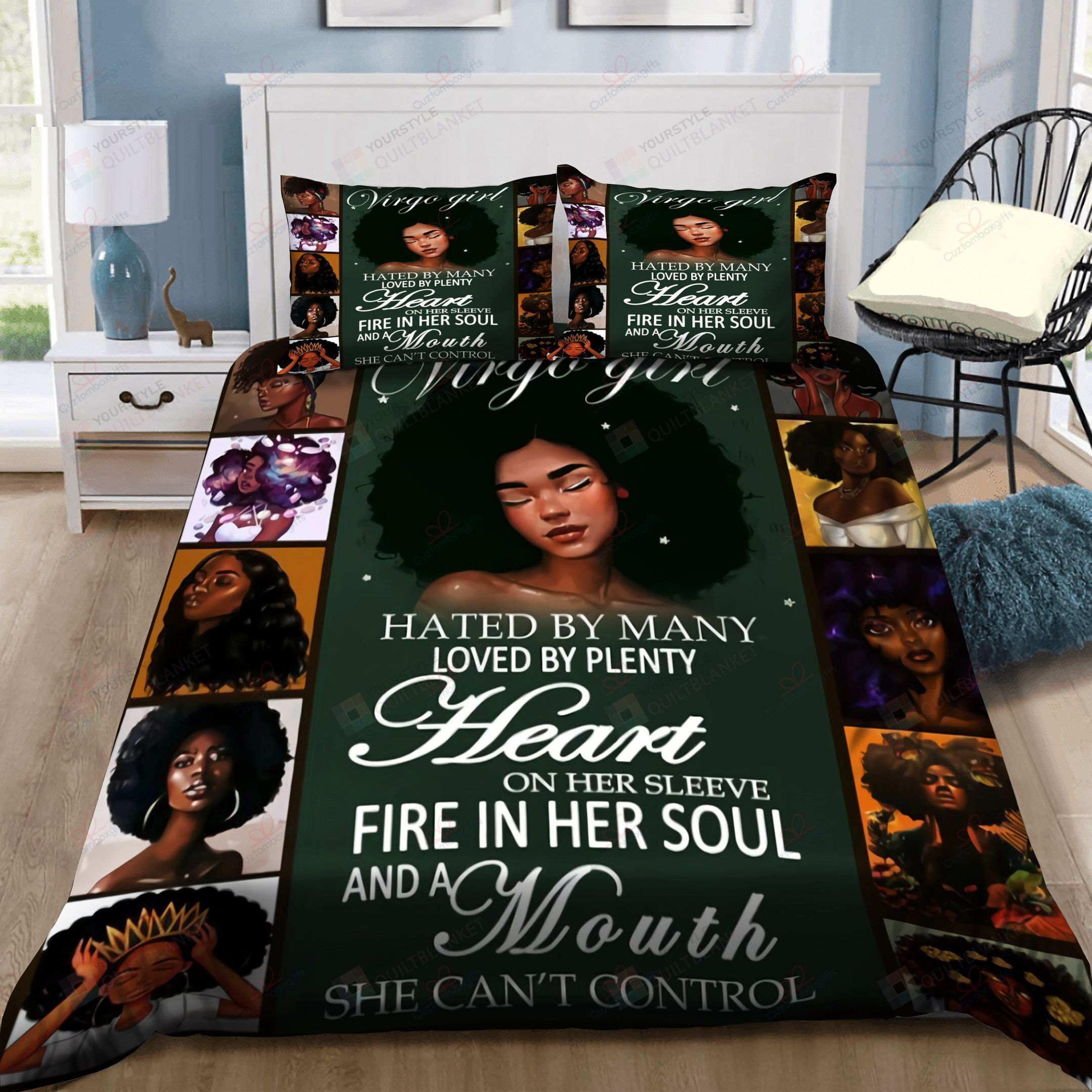 Black Women Virgo Girl Bedding Set Bed Sheets Spread Comforter Duvet Cover Bedding Sets