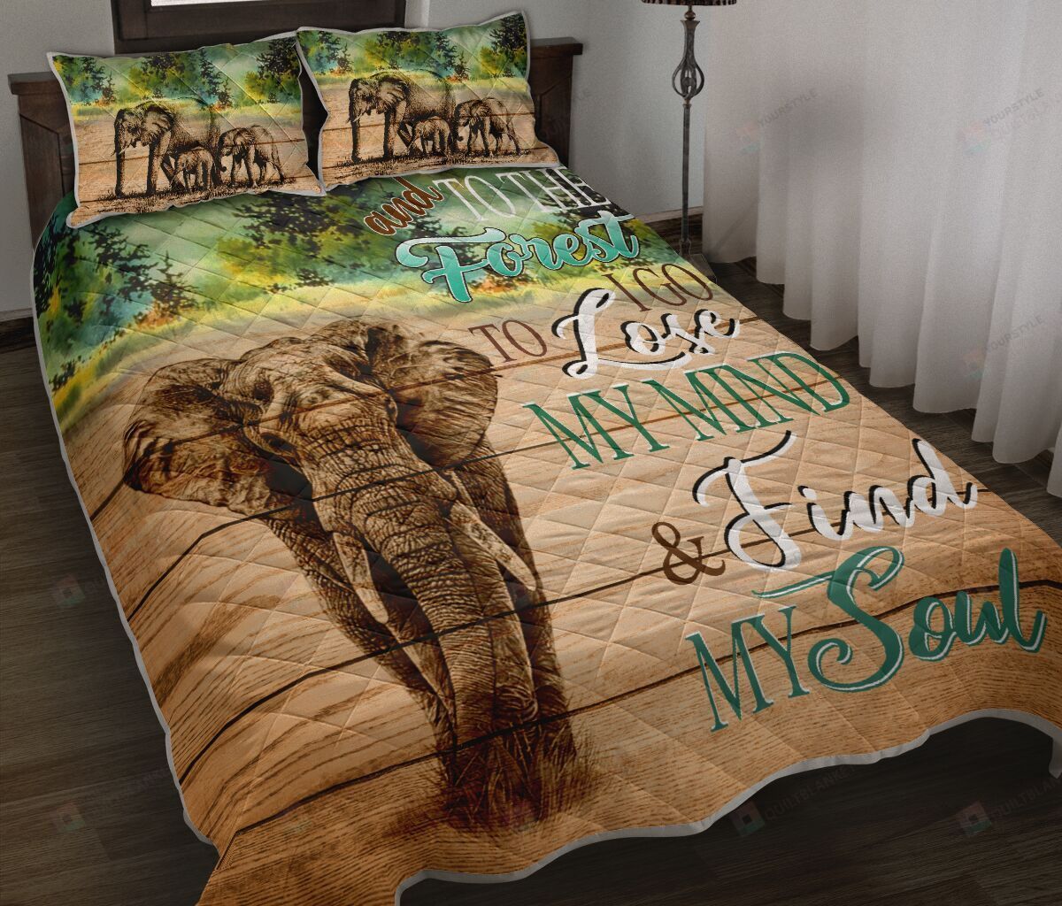 Elephant Forest Quilt Bedding Set