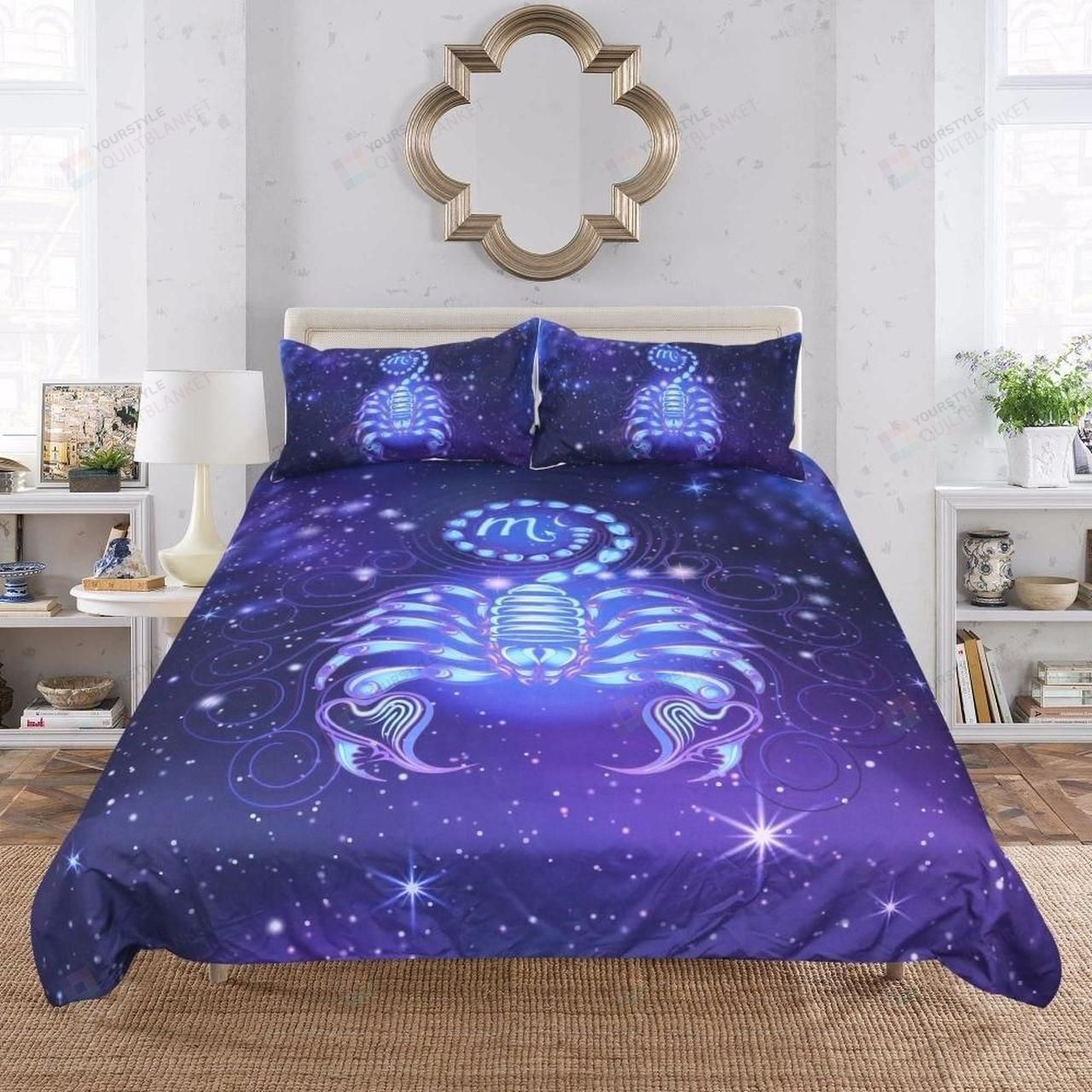 Scorpion Bedding Set Constellation Theme Bedding Set Scorpio Duvet Cover Set Star Galaxy Home Textiles Scorpion Purple Bedclothes Queen