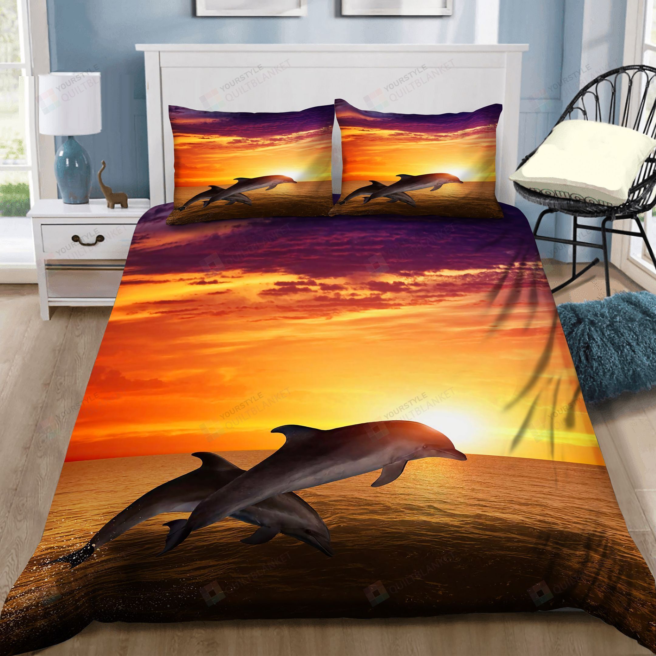 Dolphins Jumping Bed Sheets Spread Duvet Cover Bedding Set