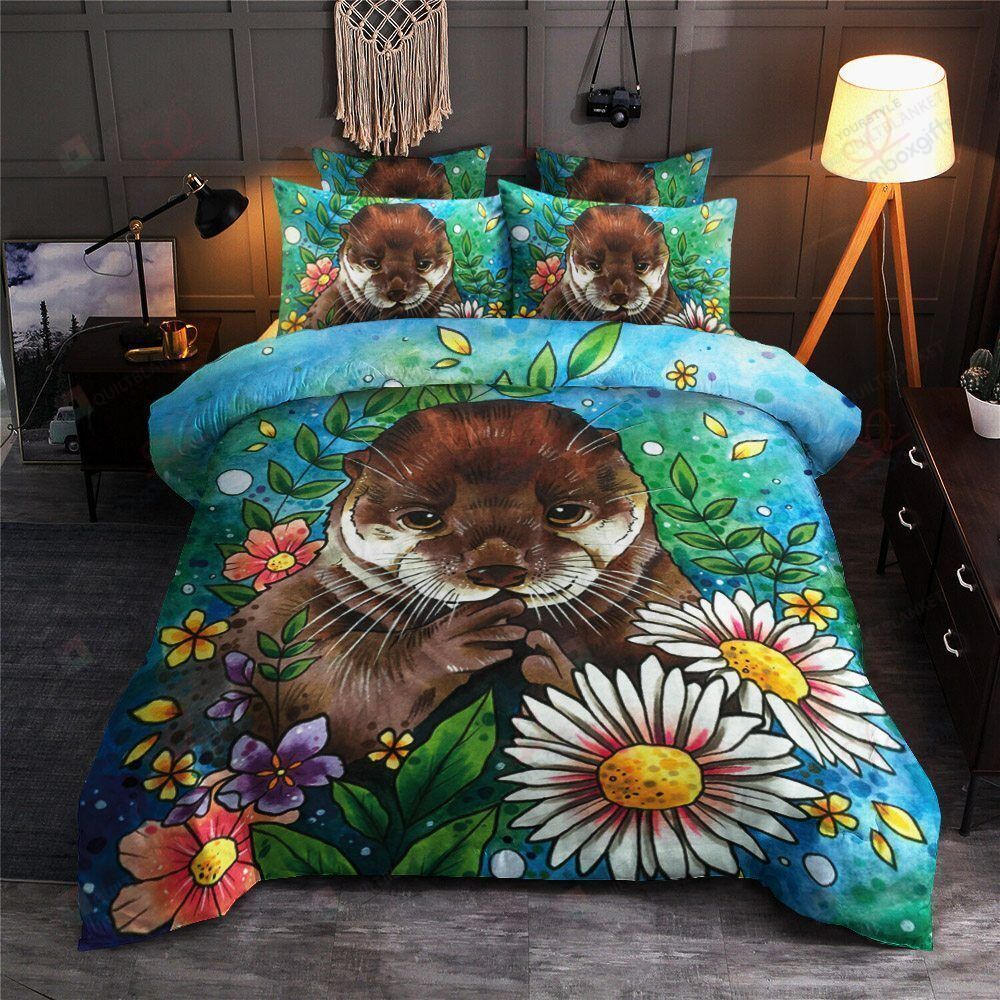 Otter Cotton Bed Sheets Spread Comforter Duvet Cover Bedding Sets