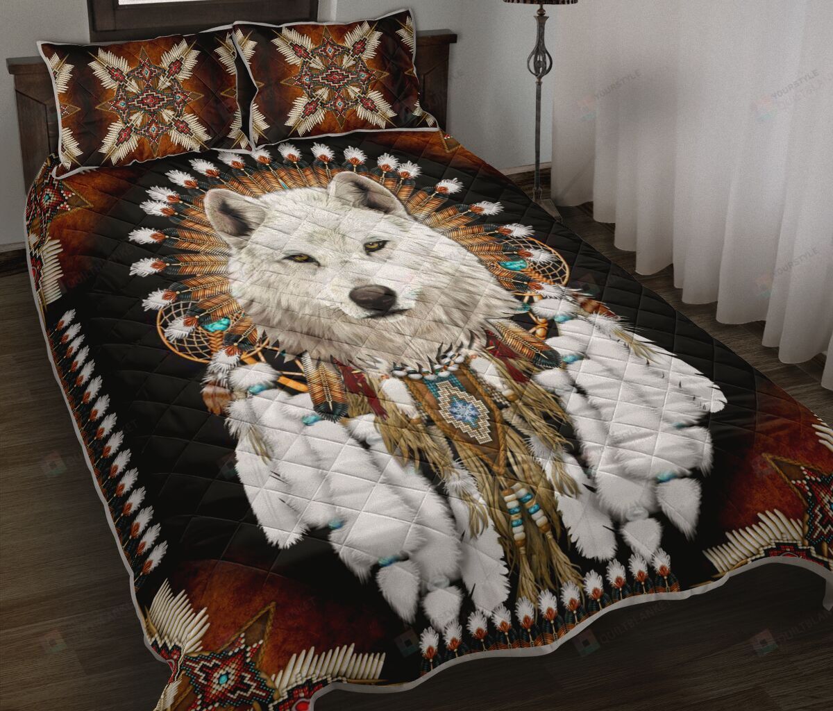 Wolf Native American Quilt Bedding Set