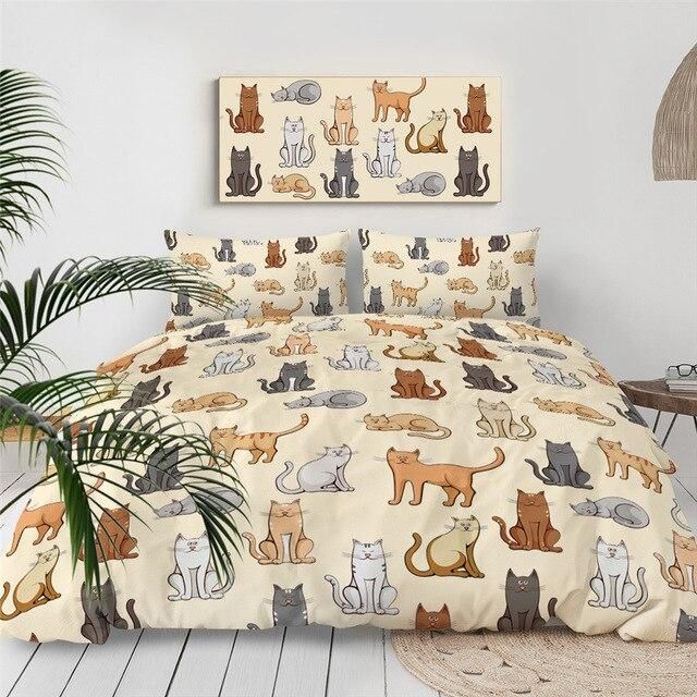 Lovely Cats Bedding Set Bed Sheet Spread Comforter Duvet Cover Bedding Sets