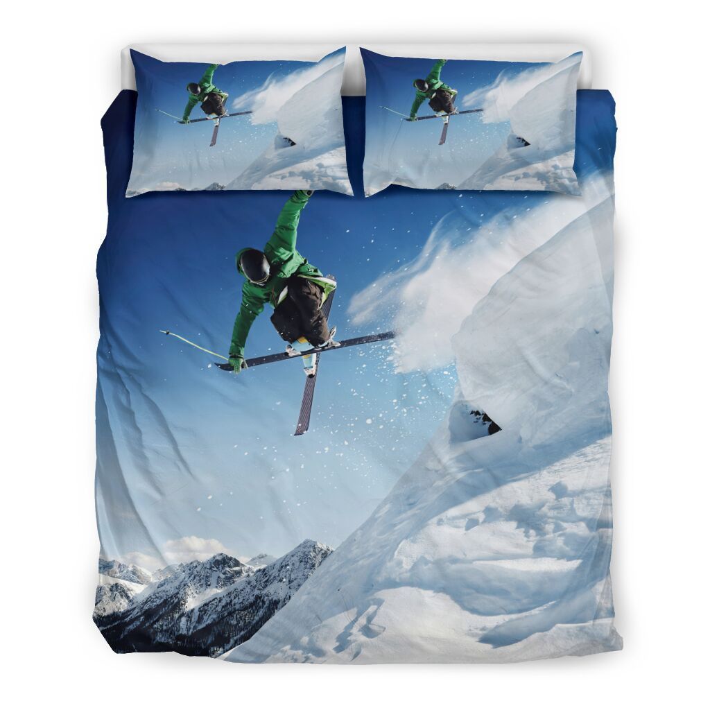 Skiing Cotton Bed Sheets Spread Comforter Duvet Cover Bedding Sets