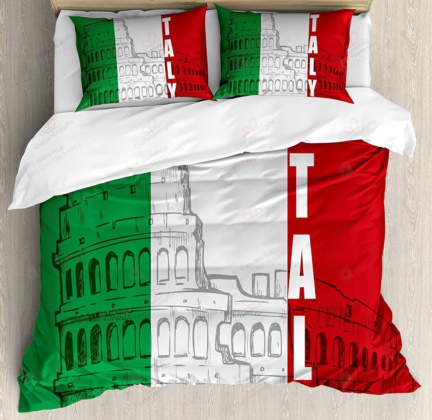 Italian Flag Colosseum Bedding Set Bed Sheets Spread Comforter Duvet Cover Bedding Sets