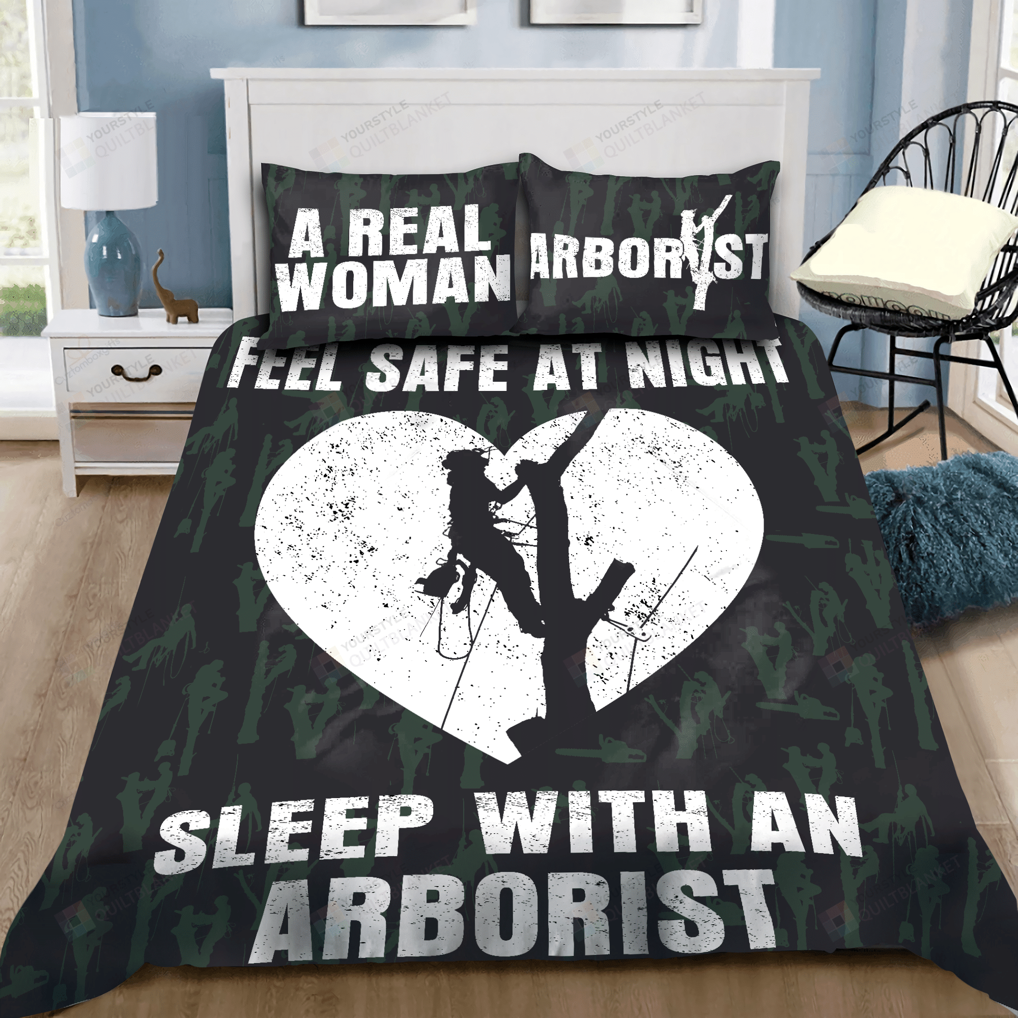 Awesome Arborist Feel Safe At Night Bedding Set Bed Sheets Spread Comforter Duvet Cover Bedding Sets