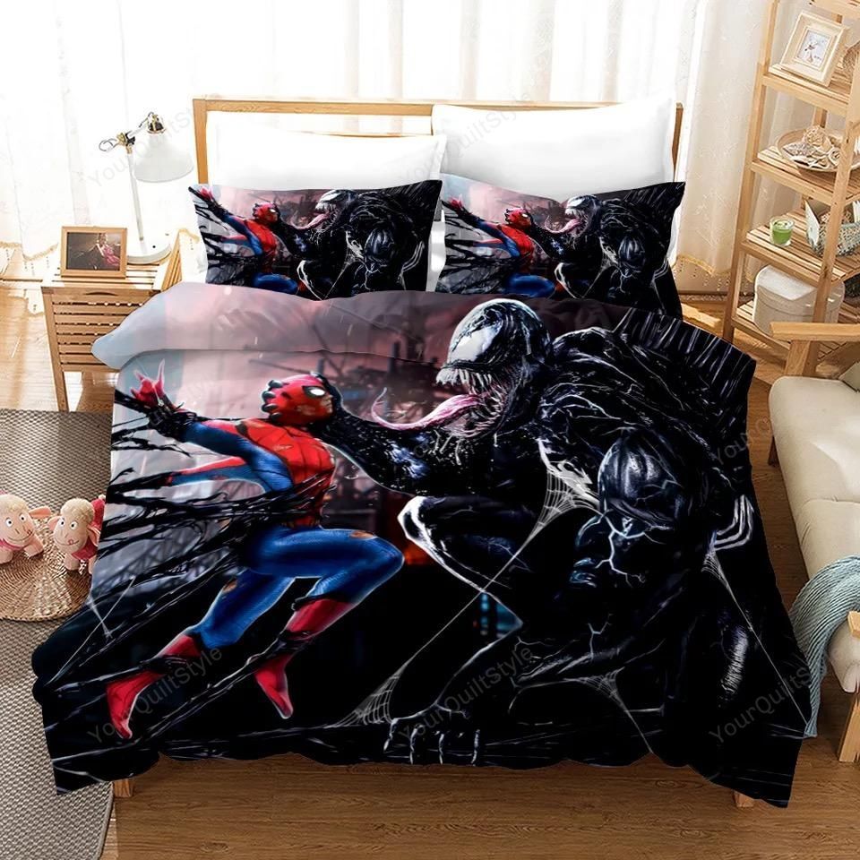 3d Venom Spiderman Fighting Bedding Set (Duvet Cover & Pillow Cases)