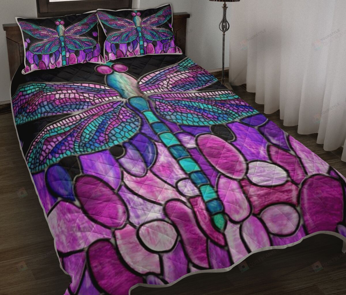 Dragonfly Glasses Art Quilt Bedding Set