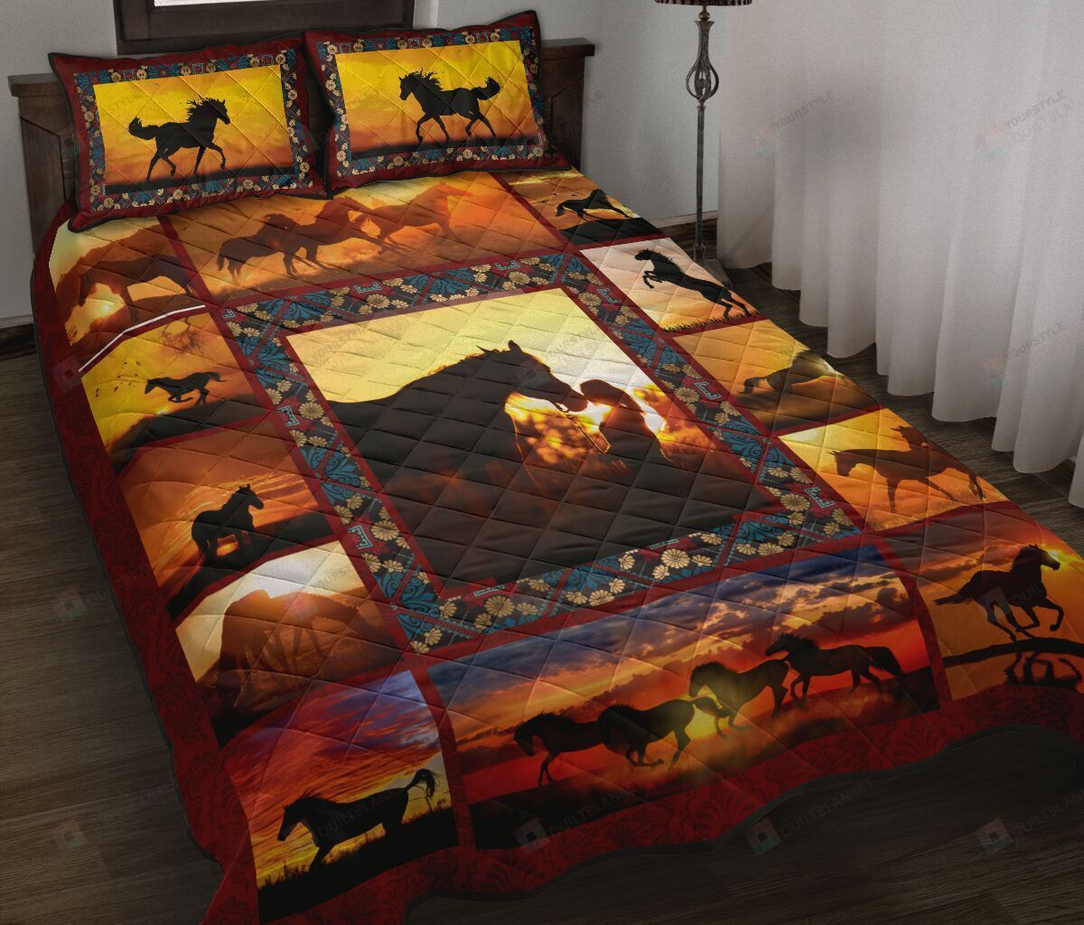 Horse Sunset Quilt Bedding Set