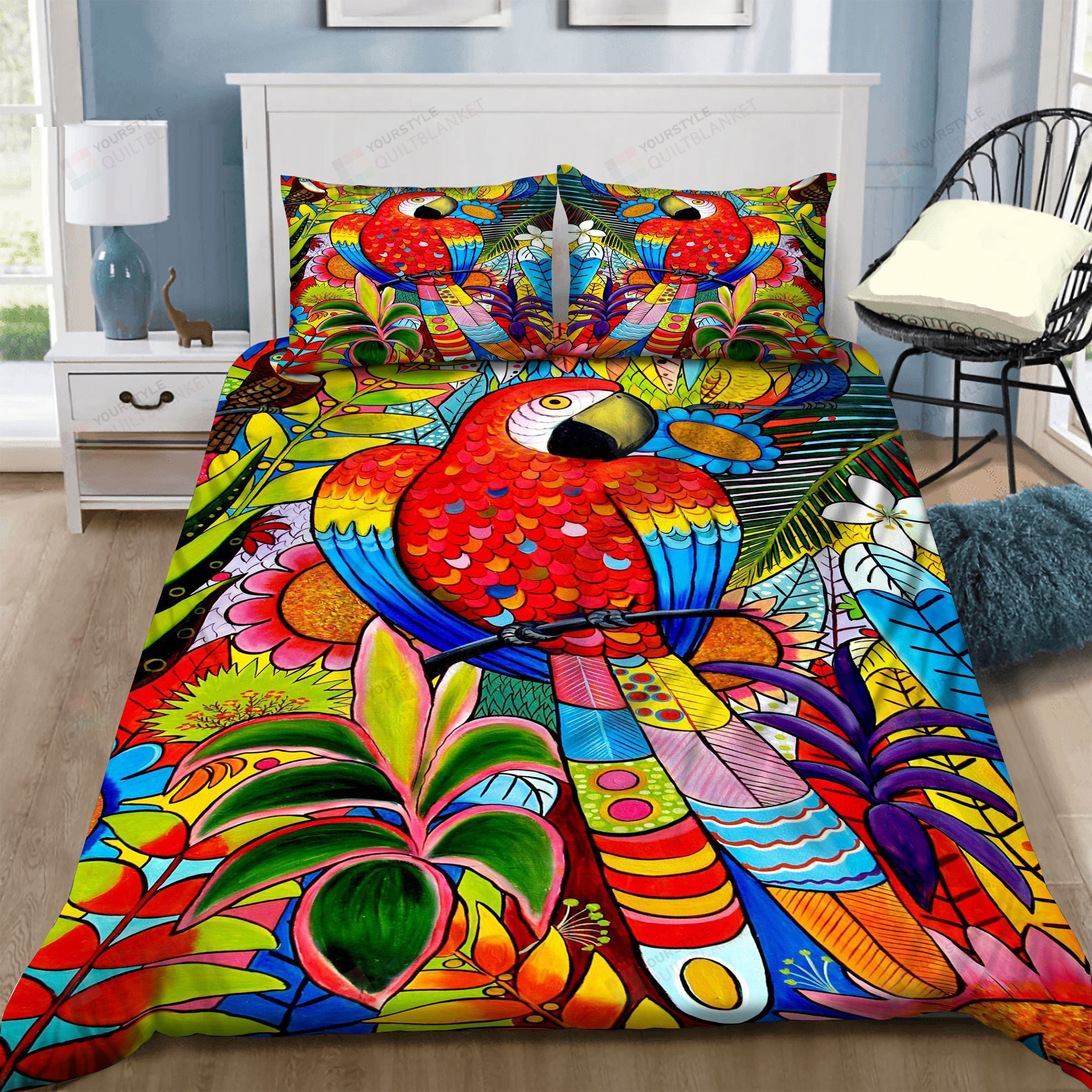 Parrot Cotton Bed Sheets Spread Comforter Duvet Cover Bedding Sets