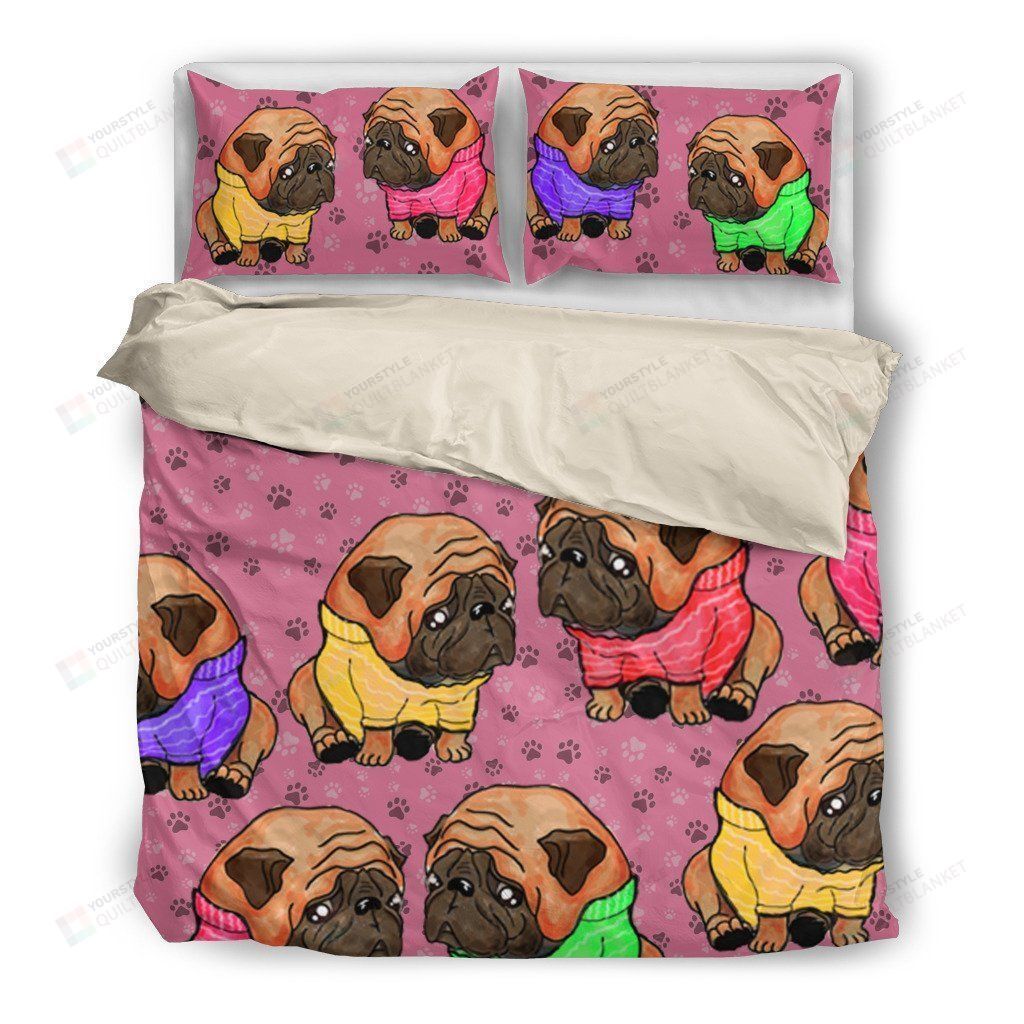 Pug Cotton Bed Sheets Spread Comforter Duvet Cover Bedding Sets