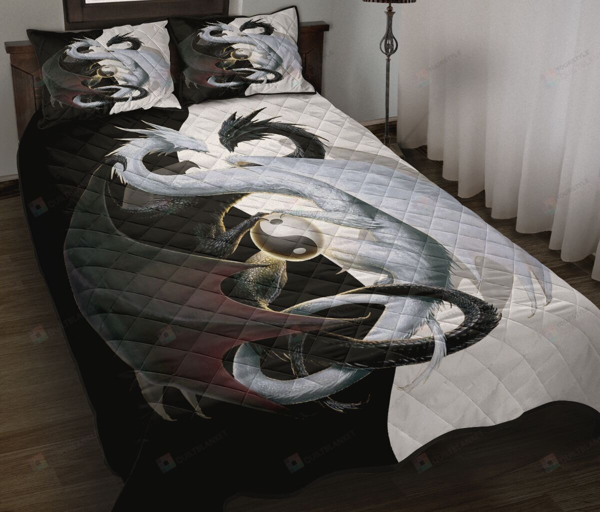 Yin Yang Dragon Quilt Bedding Set