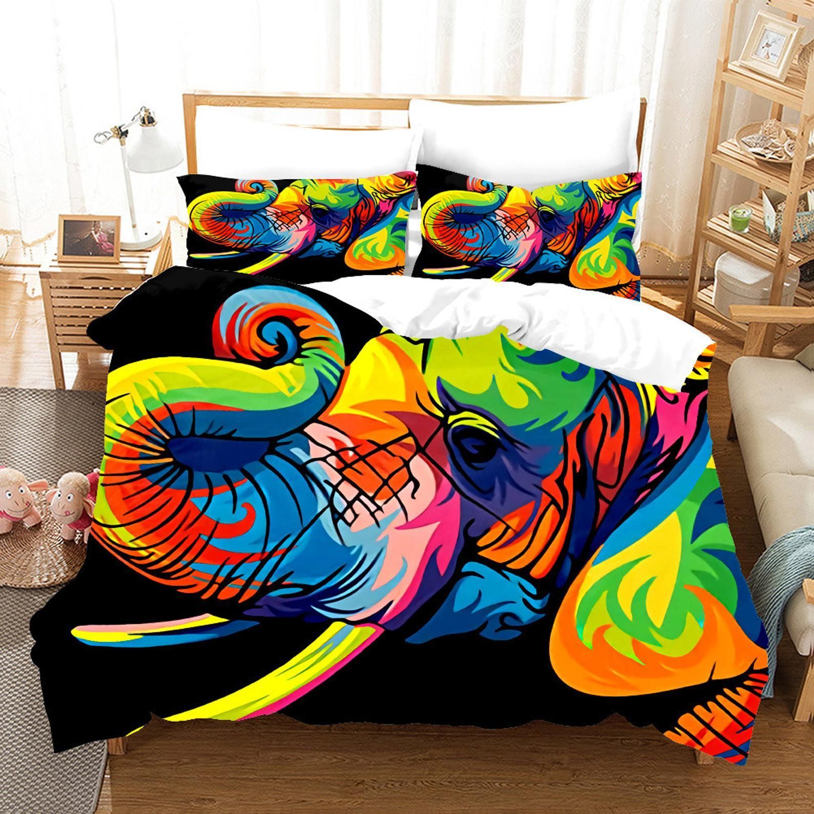 Colorful Elephant Bed Sheets Duvet Cover Bedding Sets