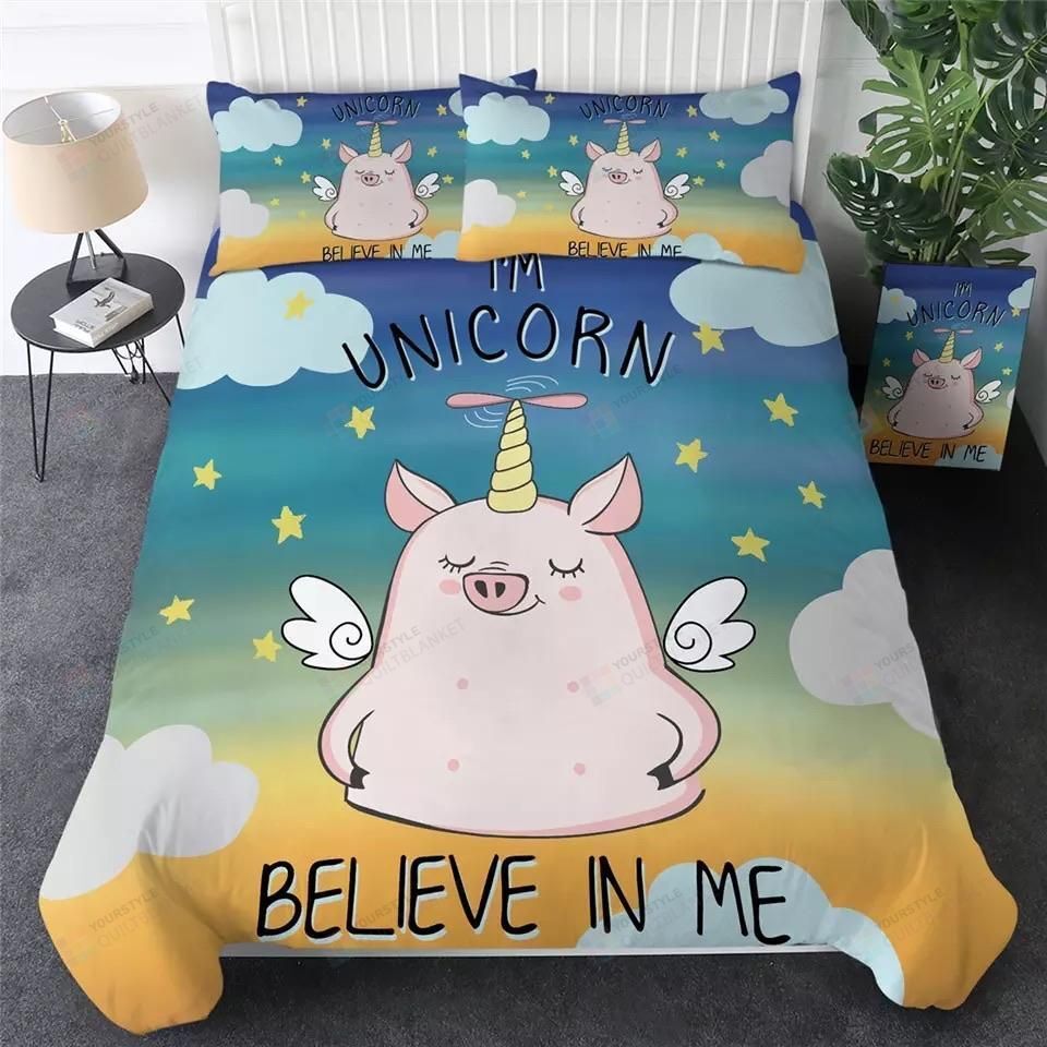 Pig I?m Unicorn Believe In Me Bedding Set Bed Sheet Spread Comforter Duvet Cover Bedding Sets