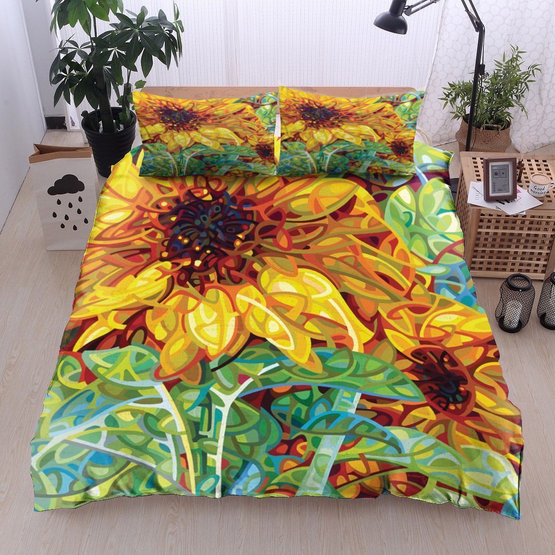 Sunflower Cotton Bed Sheets Spread Comforter Duvet Cover Bedding Sets