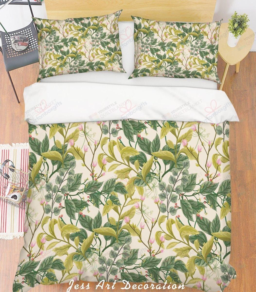 Leaves Cotton Bed Sheets Spread Comforter Duvet Cover Bedding Sets