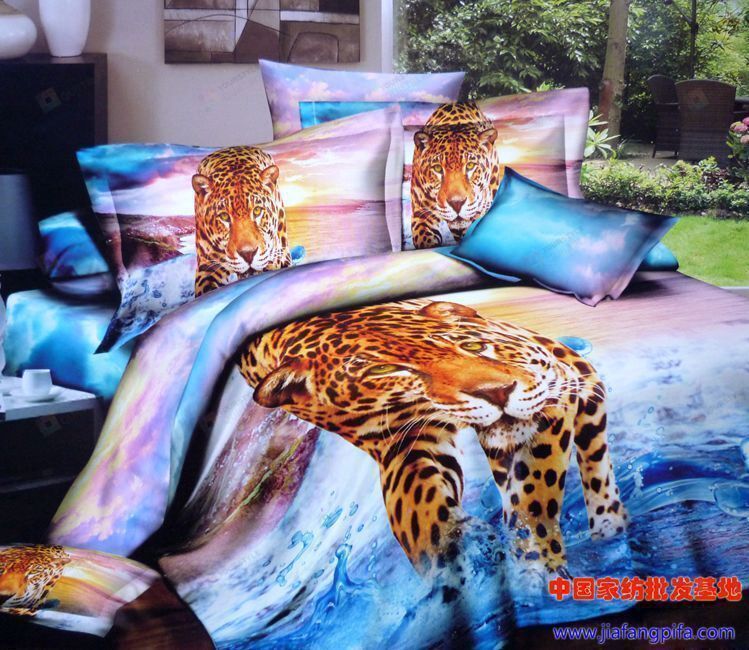 Leopard Cotton Bed Sheets Spread Comforter Duvet Cover Bedding Sets