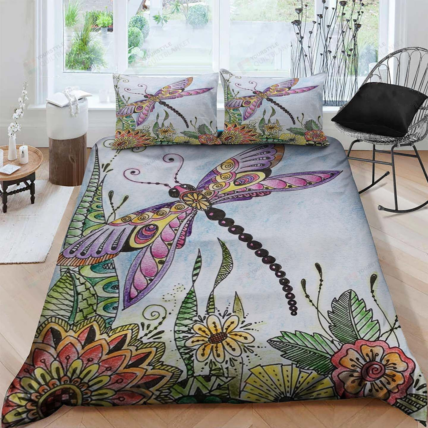 Dragonfly Cotton Bed Sheets Spread Comforter Duvet Cover Bedding Sets