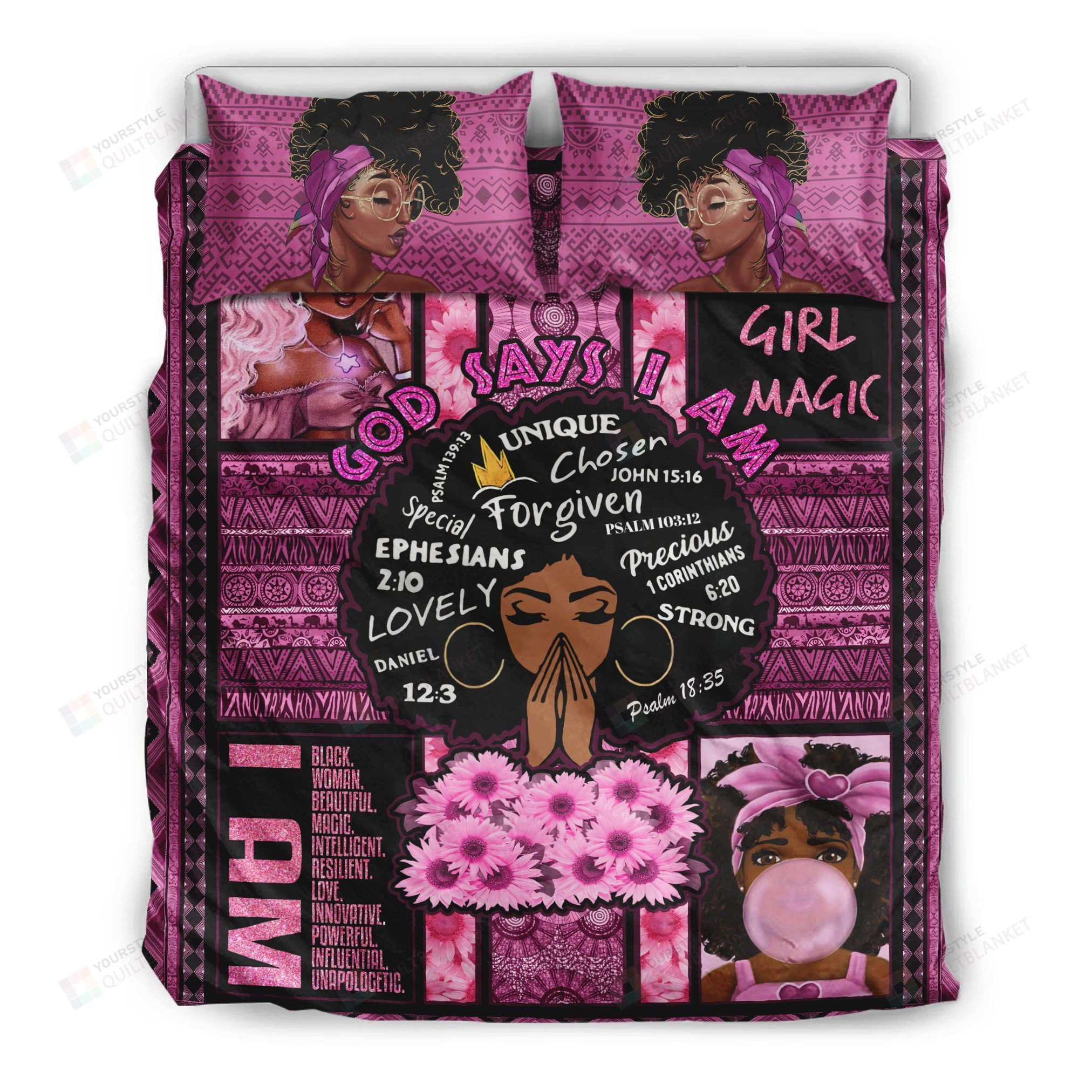 Black Girl God Say I Am Unique Bedding Set Bed Sheets Spread Comforter Duvet Cover Bedding Sets