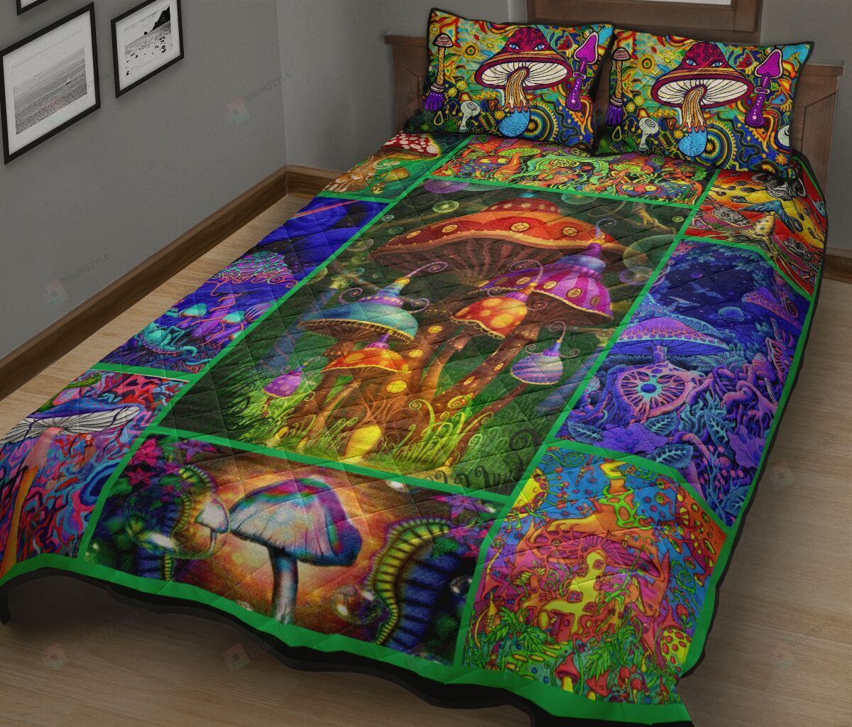 Colorful Mushroom Quilt Bedding Set