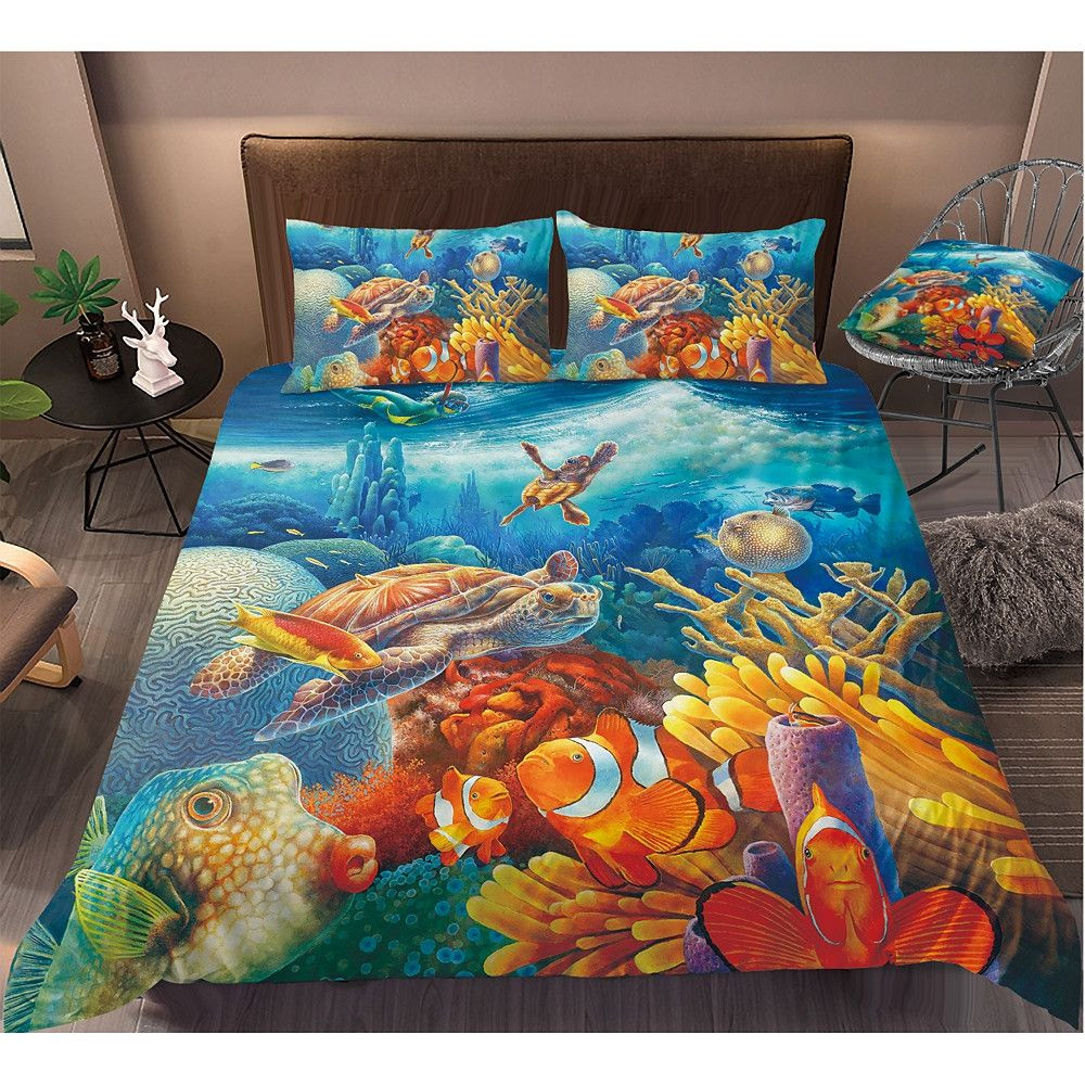 Ocean Bedding Set Bed Sheets Spread Comforter Duvet Cover Bedding Sets