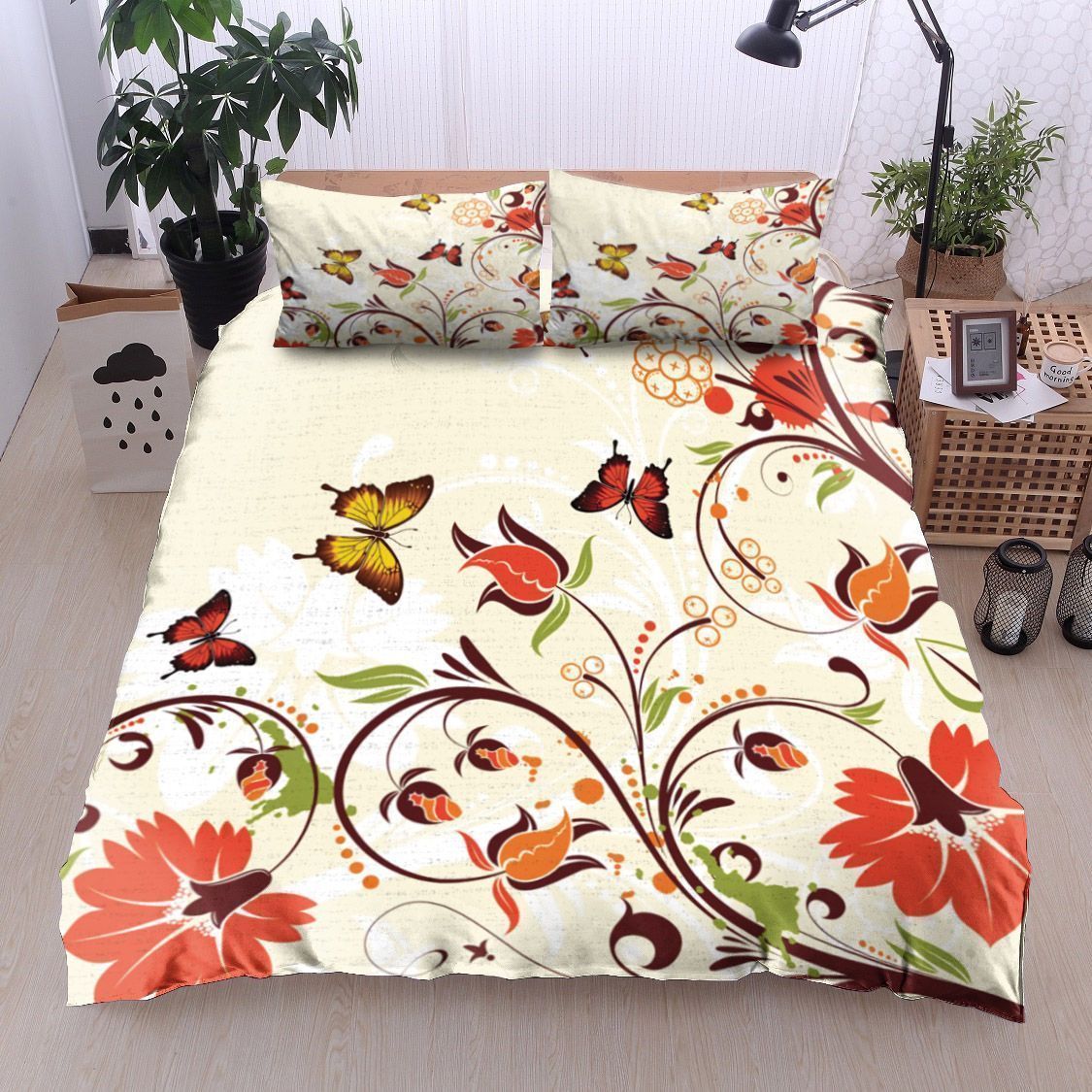 Butterfly Cotton Bed Sheets Spread Comforter Duvet Cover Bedding Sets