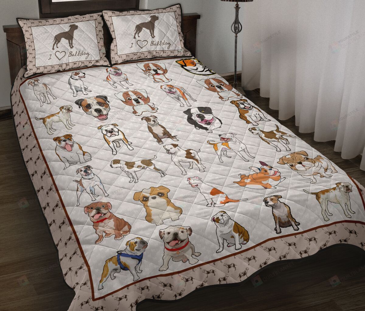 I Love America Bulldog Quilt Bedding Set