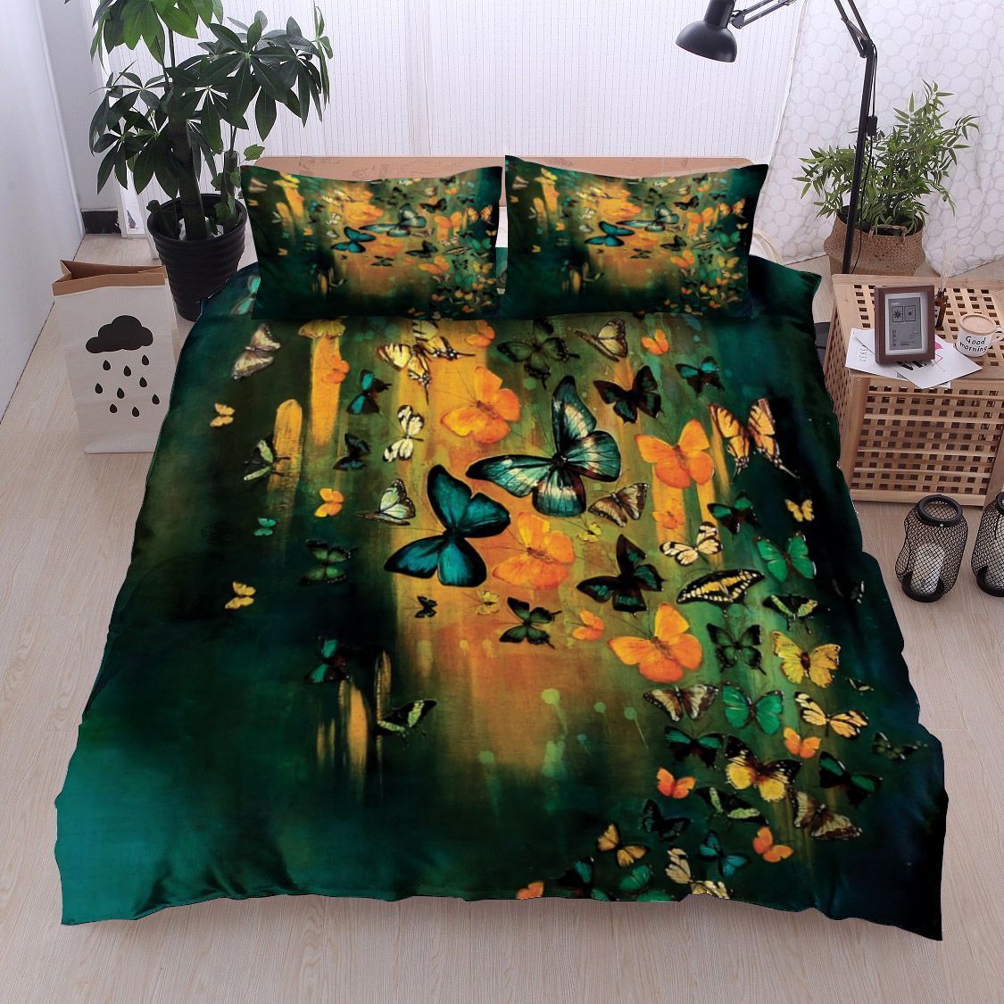 Butterfly Cotton Bed Sheets Spread Comforter Duvet Cover Bedding Sets