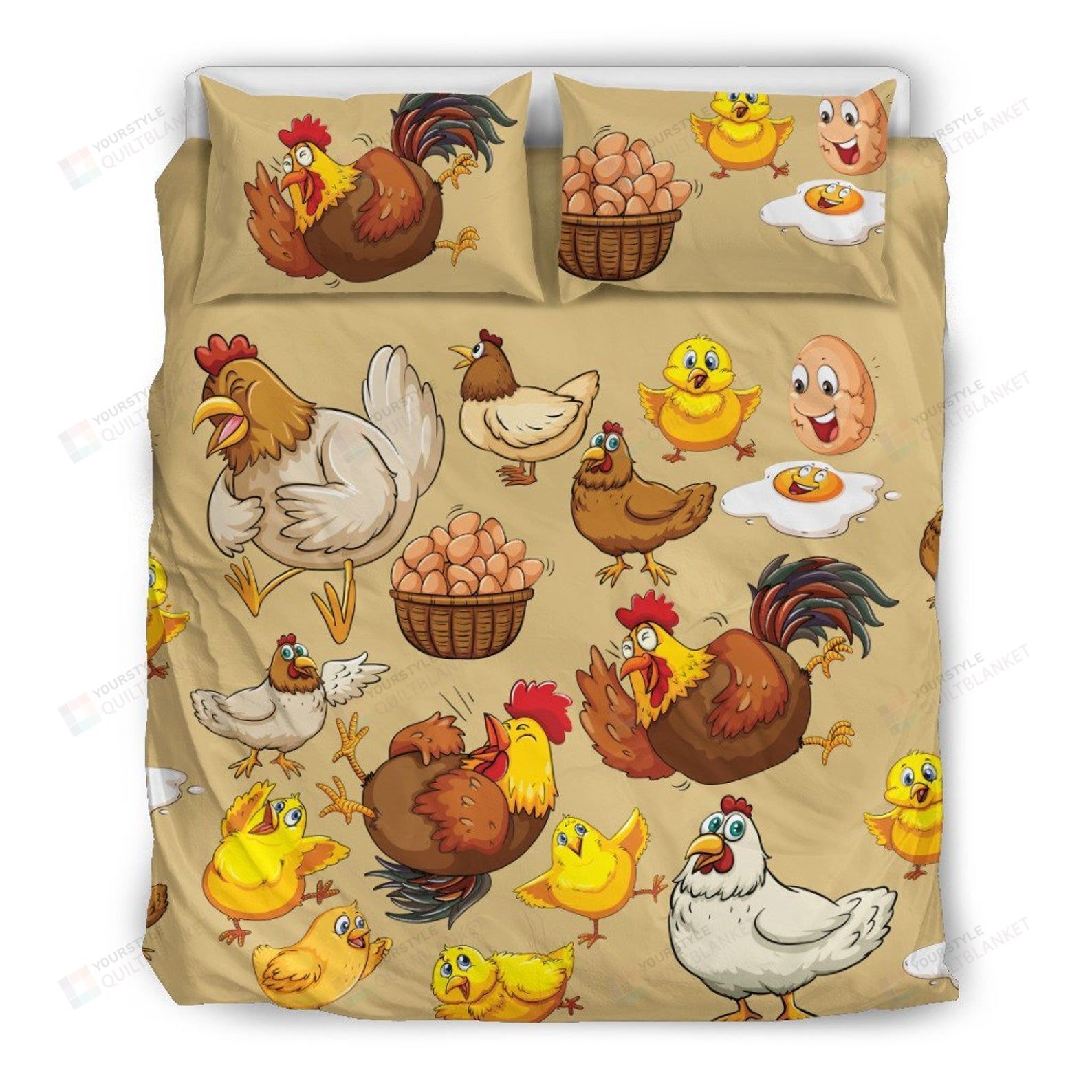 Funny Chicken & Egg Bedding Set Bed Sheets Spread Comforter Duvet Cover Bedding Sets